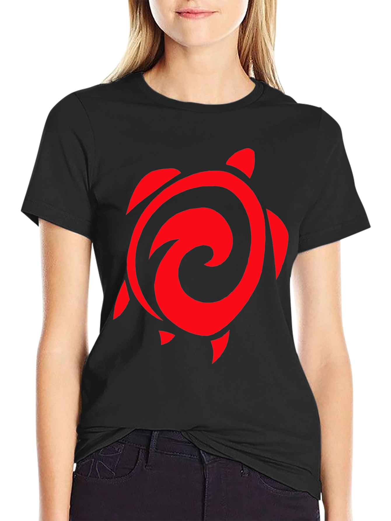 Red Turtle Graphic Black T-Shirt