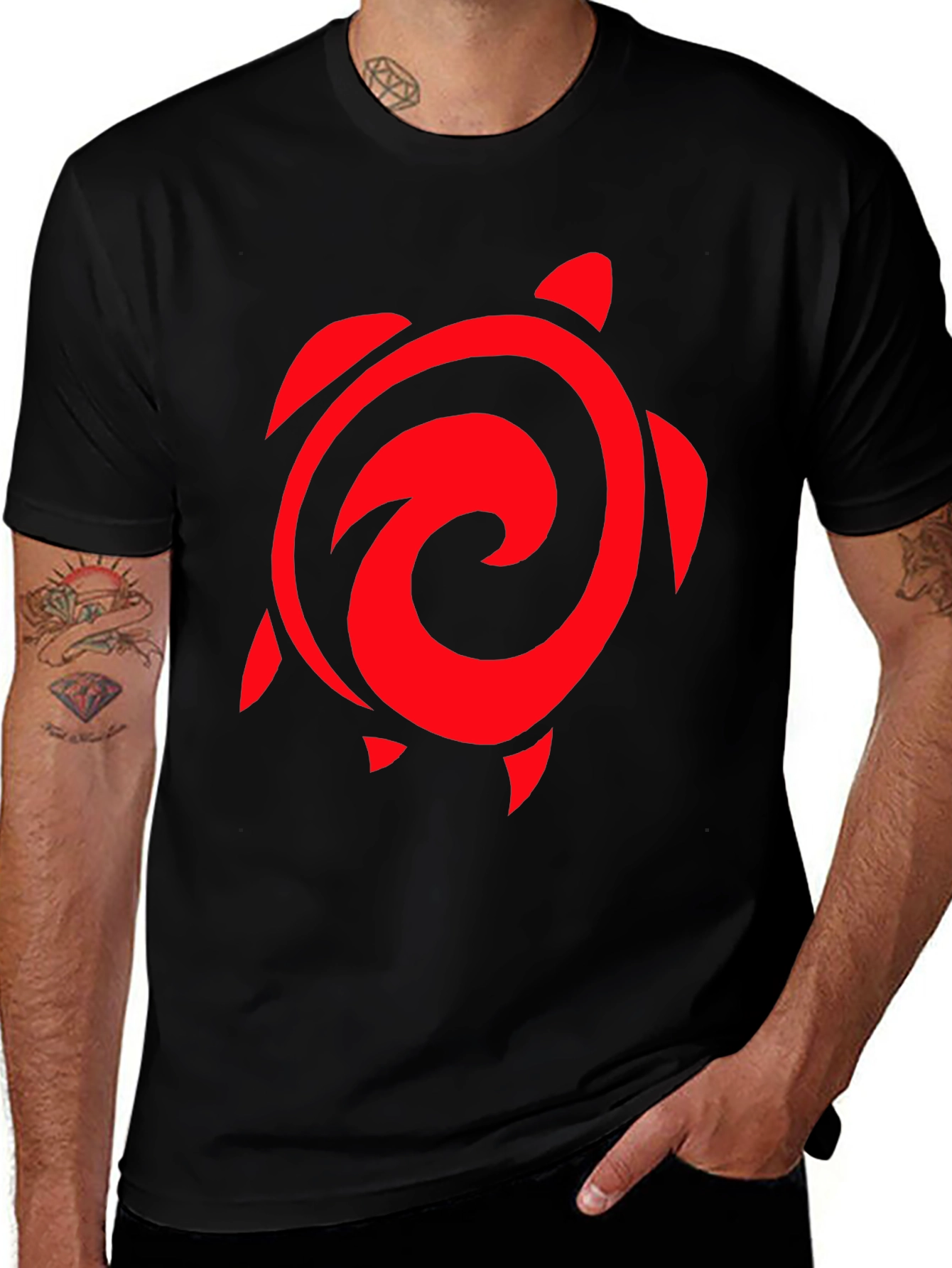 Red Turtle Graphic Black T-Shirt