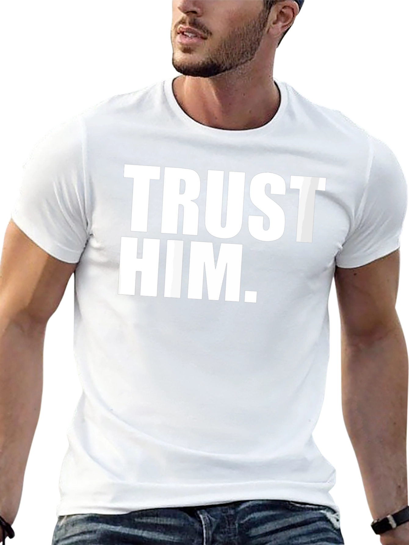 Trust Him Graphic Tee - Mens Black Cotton T-Shirt