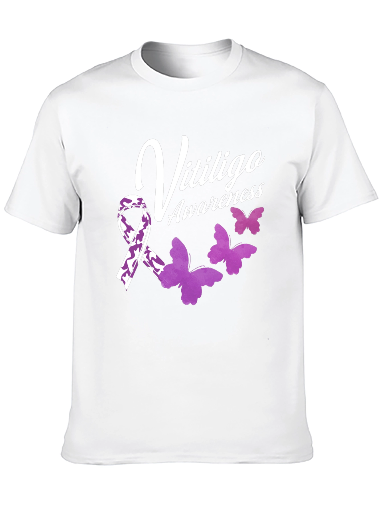 Vitiligo Awareness T-Shirt with Ribbon & Butterflies