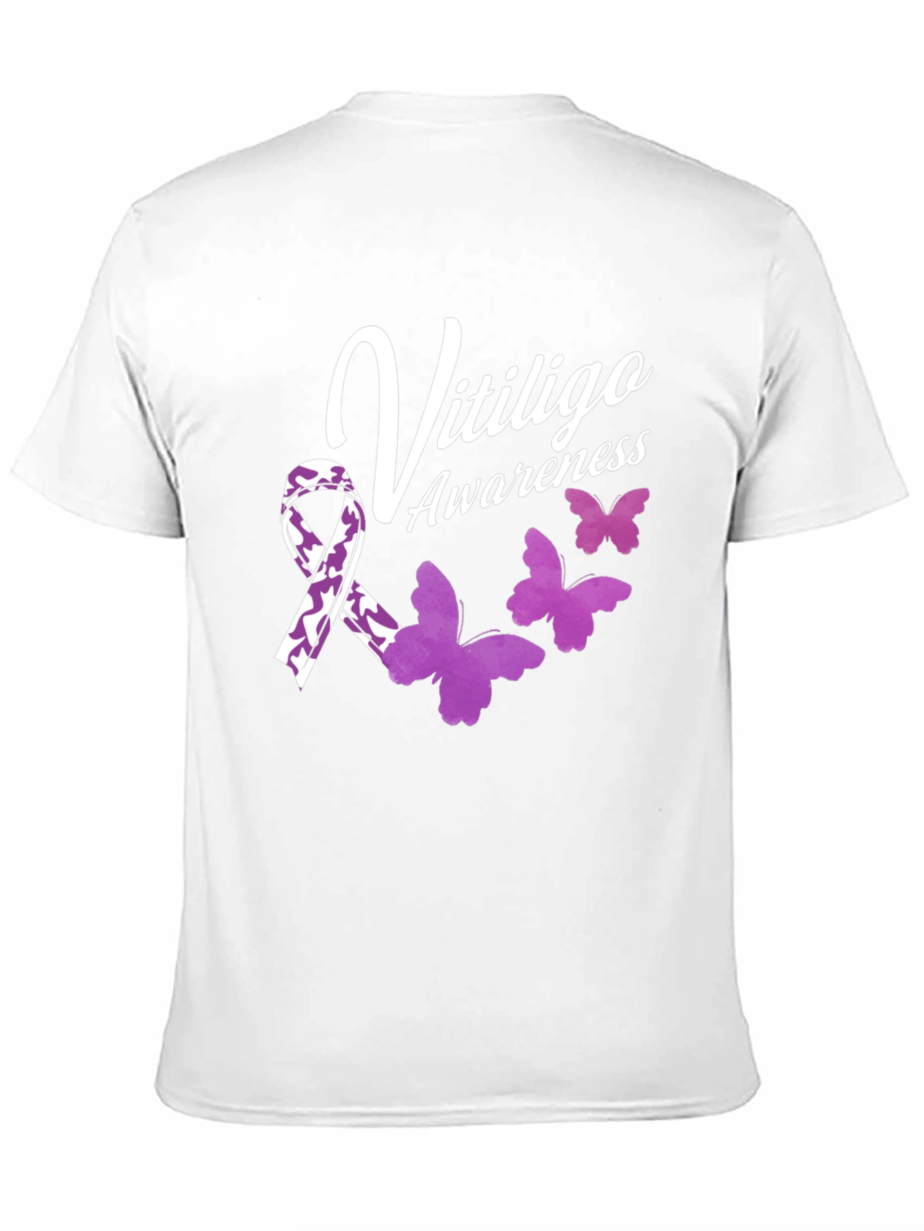 Vitiligo Awareness T-Shirt with Ribbon & Butterflies