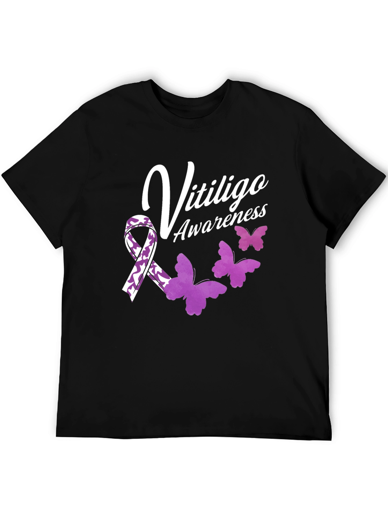 Vitiligo Awareness T-Shirt with Ribbon & Butterflies