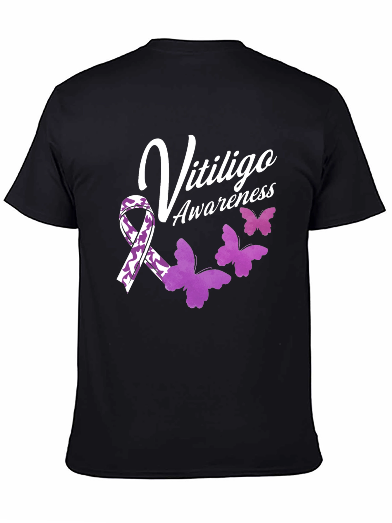 Vitiligo Awareness T-Shirt with Ribbon & Butterflies