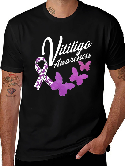 Vitiligo Awareness T-Shirt with Ribbon & Butterflies