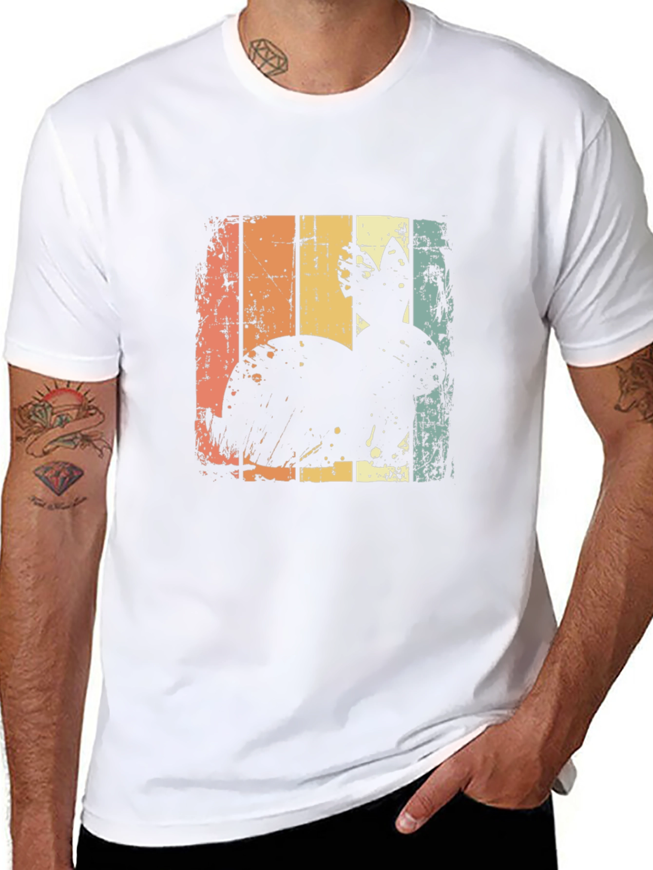 Retro Easter Bunny Graphic Tee - Mens Black T-Shirt