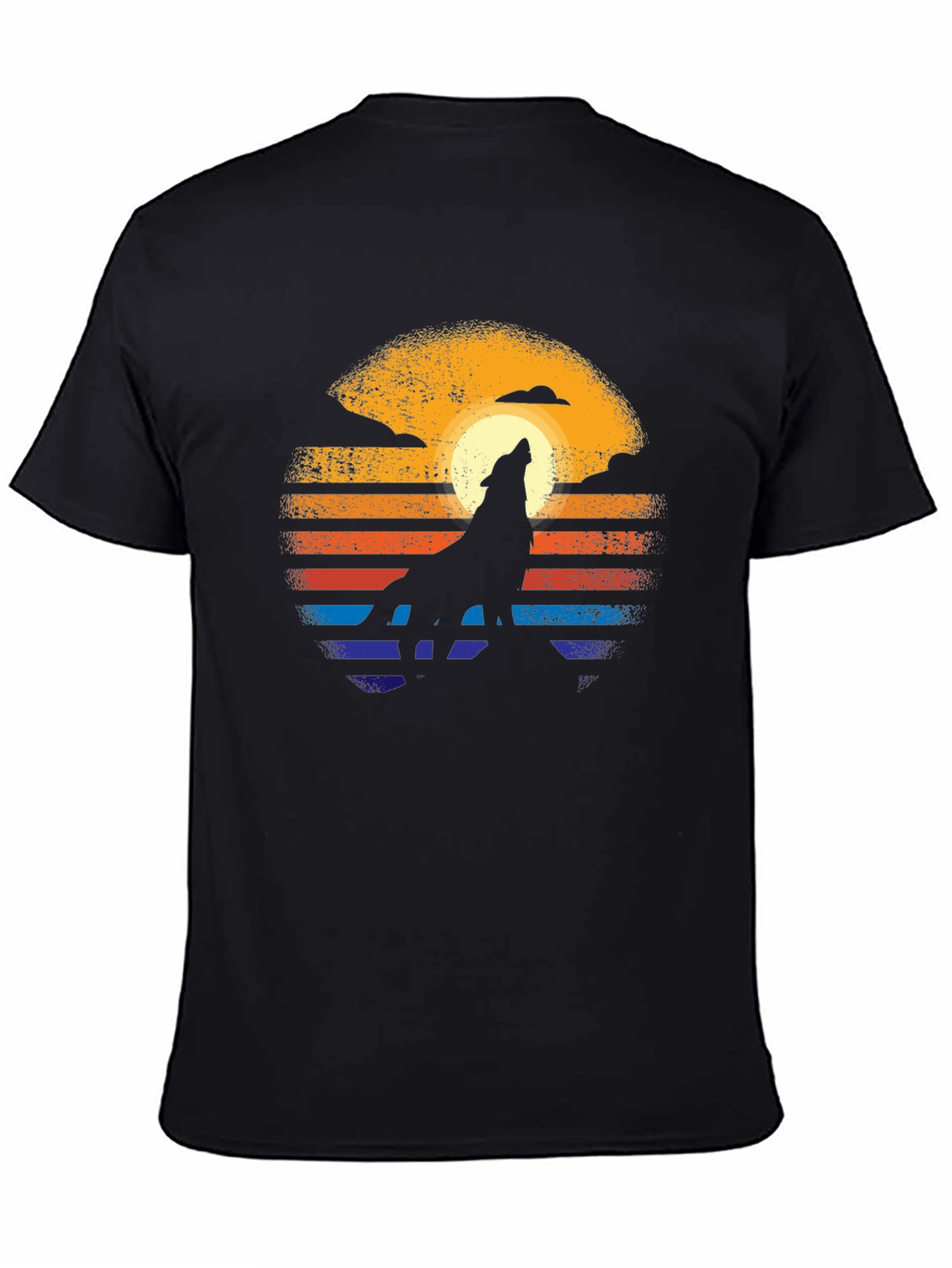 Retro Wolf Howl T-Shirt - Sunset Design