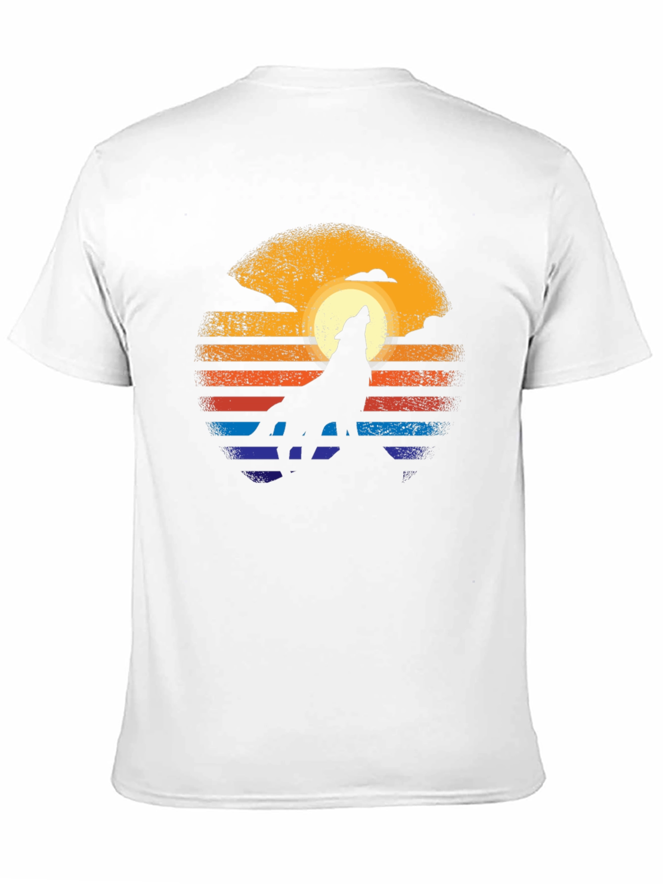 Retro Wolf Howl T-Shirt - Sunset Design