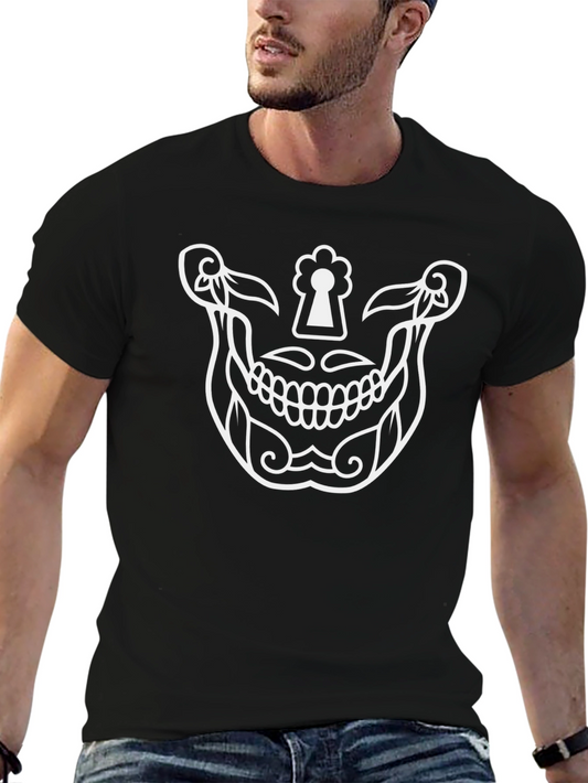 Skull Keyhole Graphic Tee - Unique Design T-Shirt
