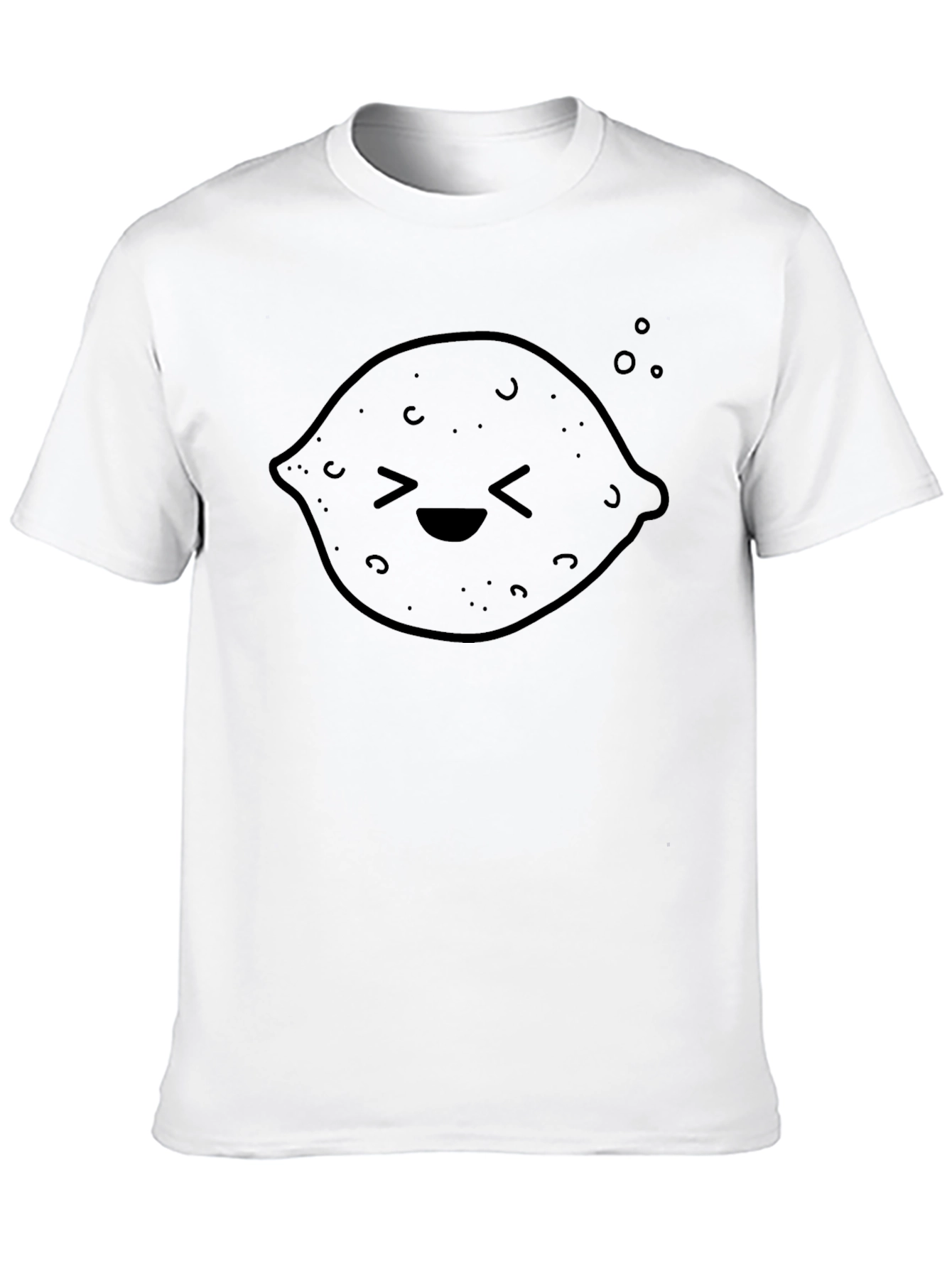 Happy Lemon Graphic Tee - Soft Black Cotton T-Shirt