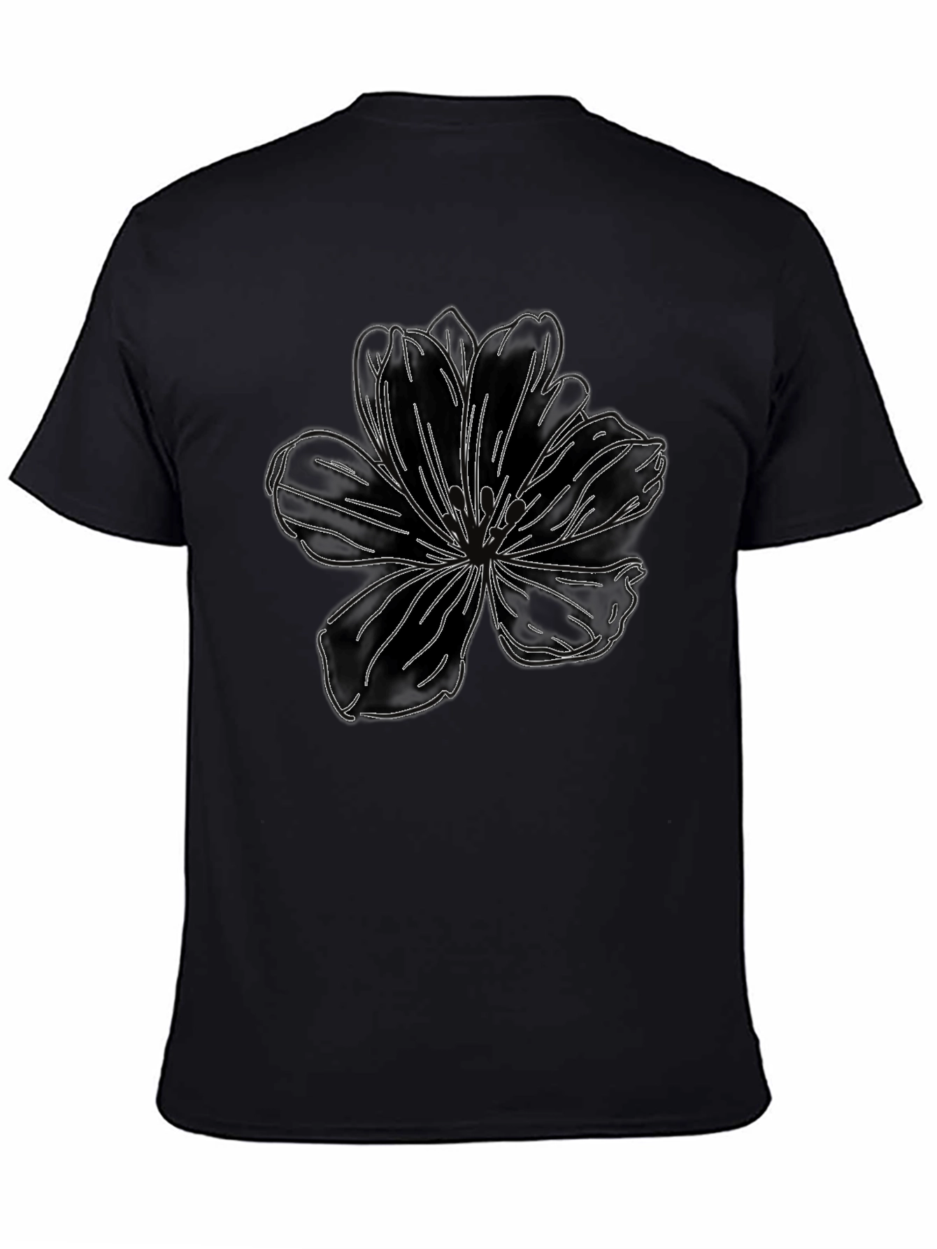 Black Floral Outline Graphic Tee