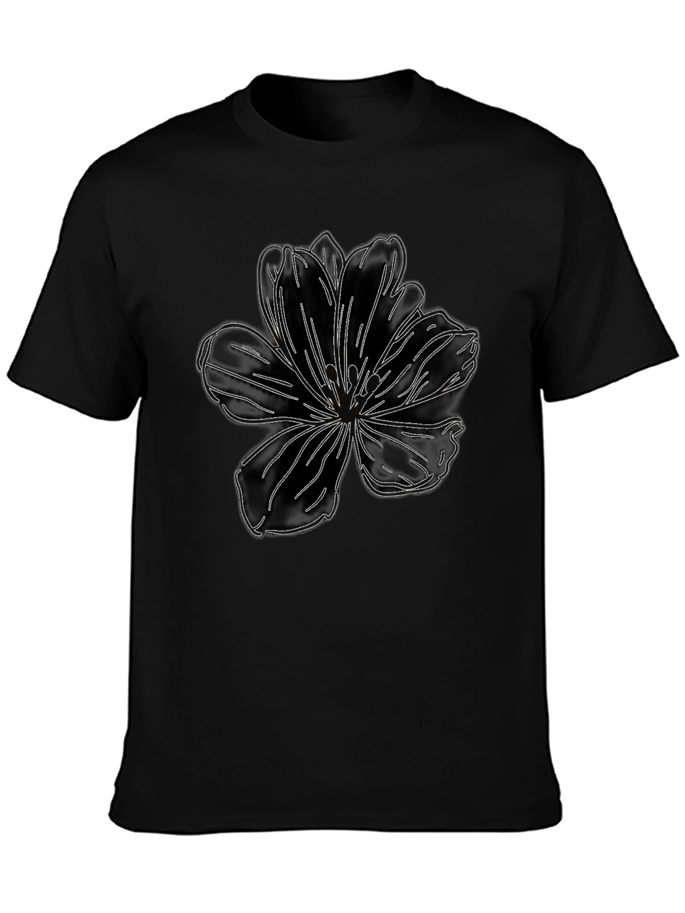 Black Floral Outline Graphic Tee