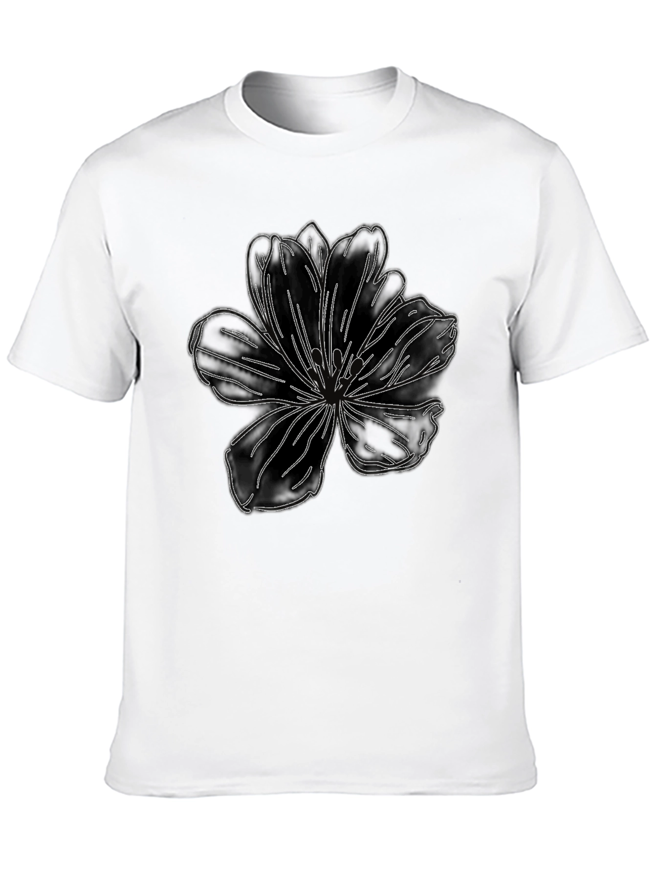 Black Floral Outline Graphic Tee