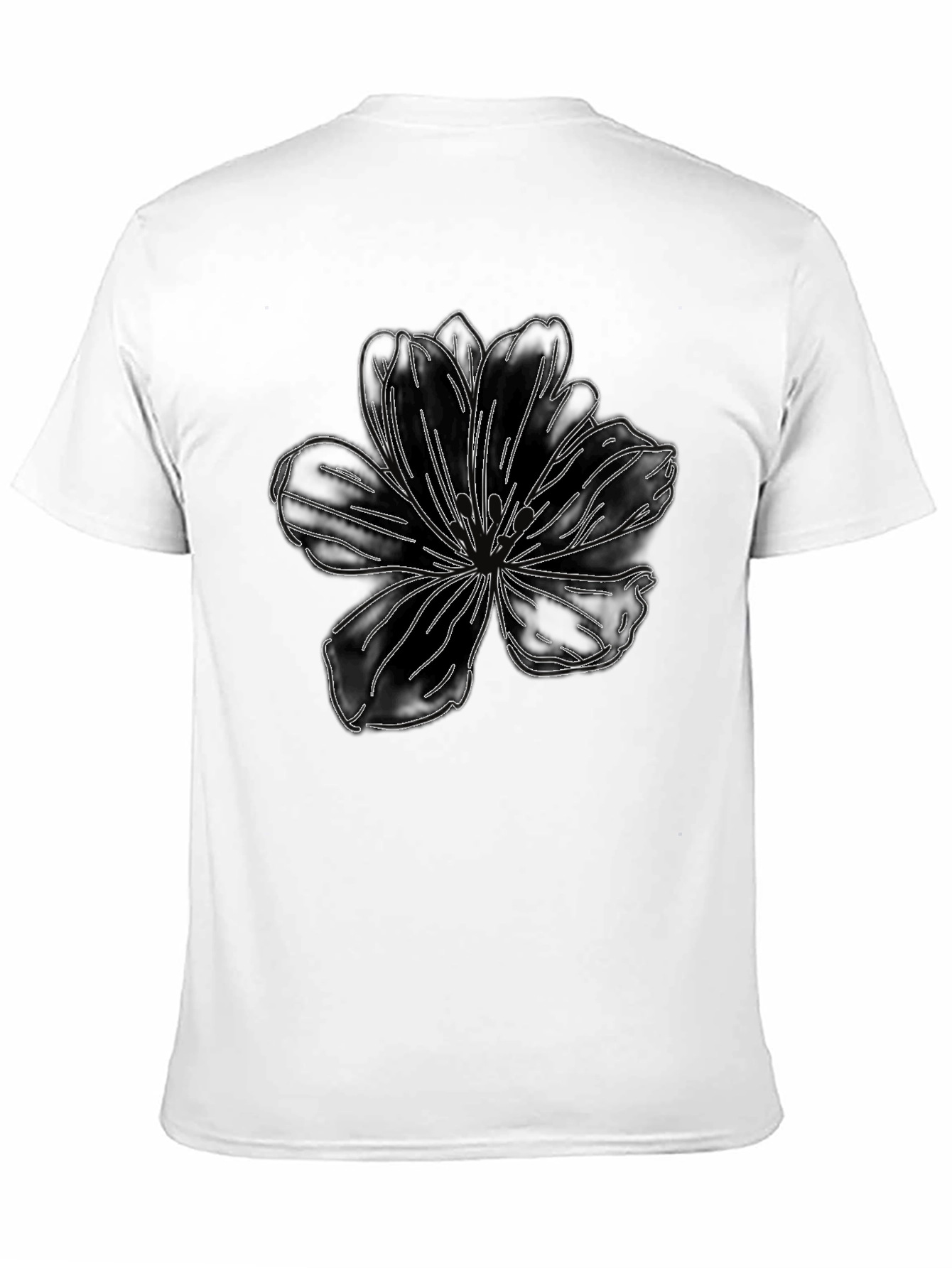 Black Floral Outline Graphic Tee