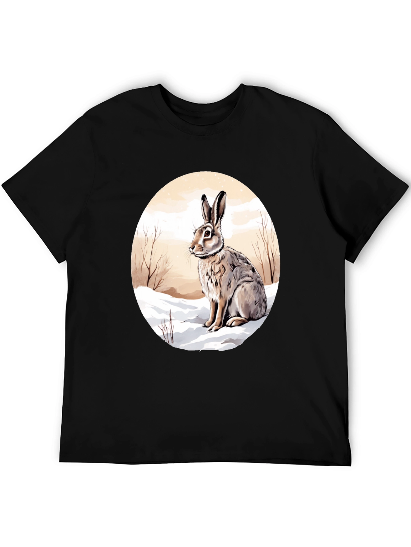 Rabbit in Winter T-Shirt - Round Graphic Tee