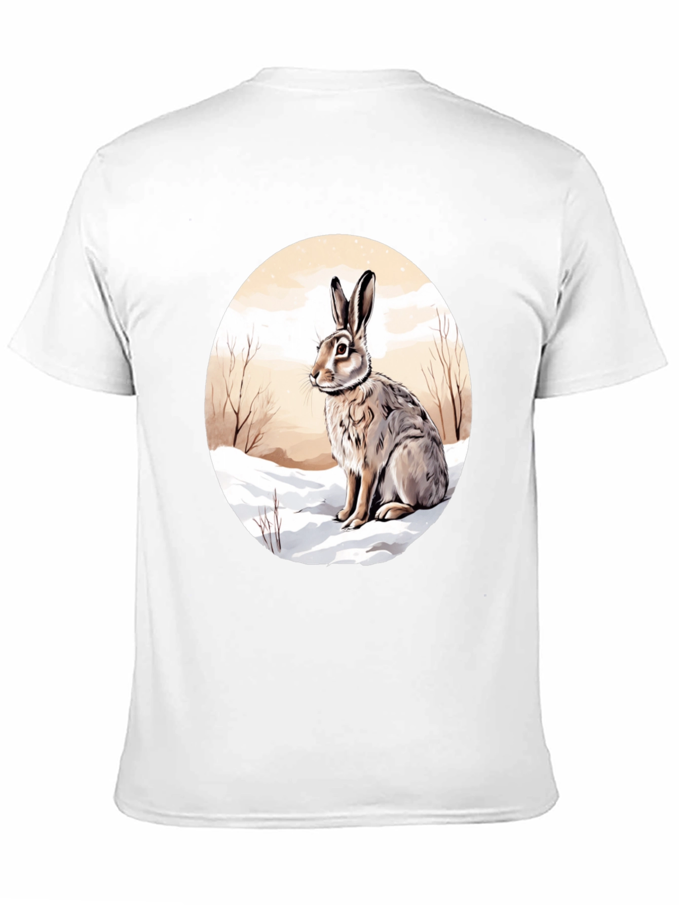 Rabbit in Winter T-Shirt - Round Graphic Tee
