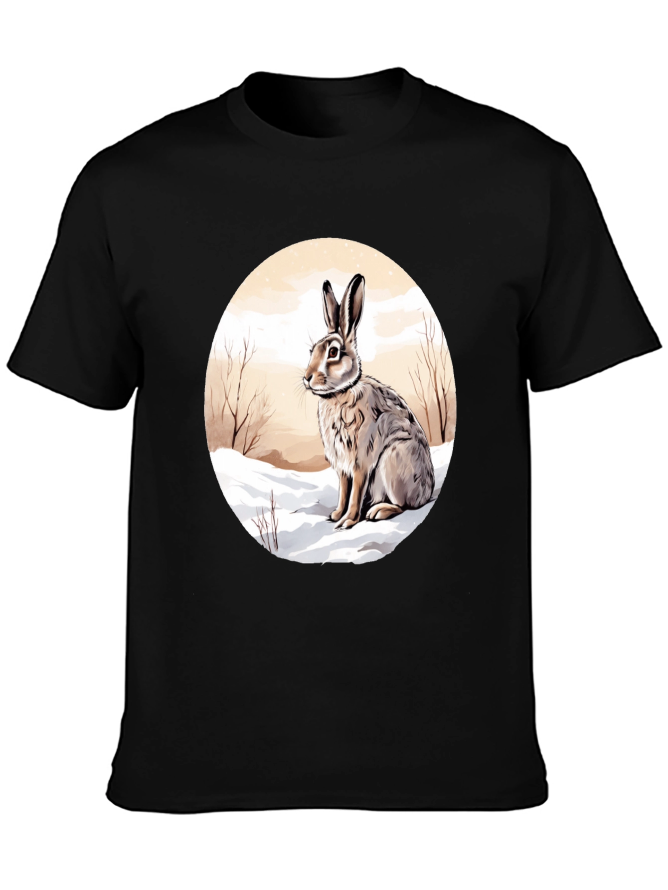 Rabbit in Winter T-Shirt - Round Graphic Tee