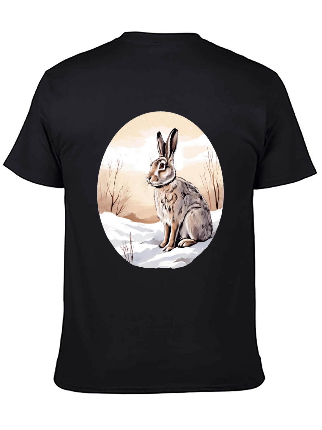 Rabbit in Winter T-Shirt - Round Graphic Tee