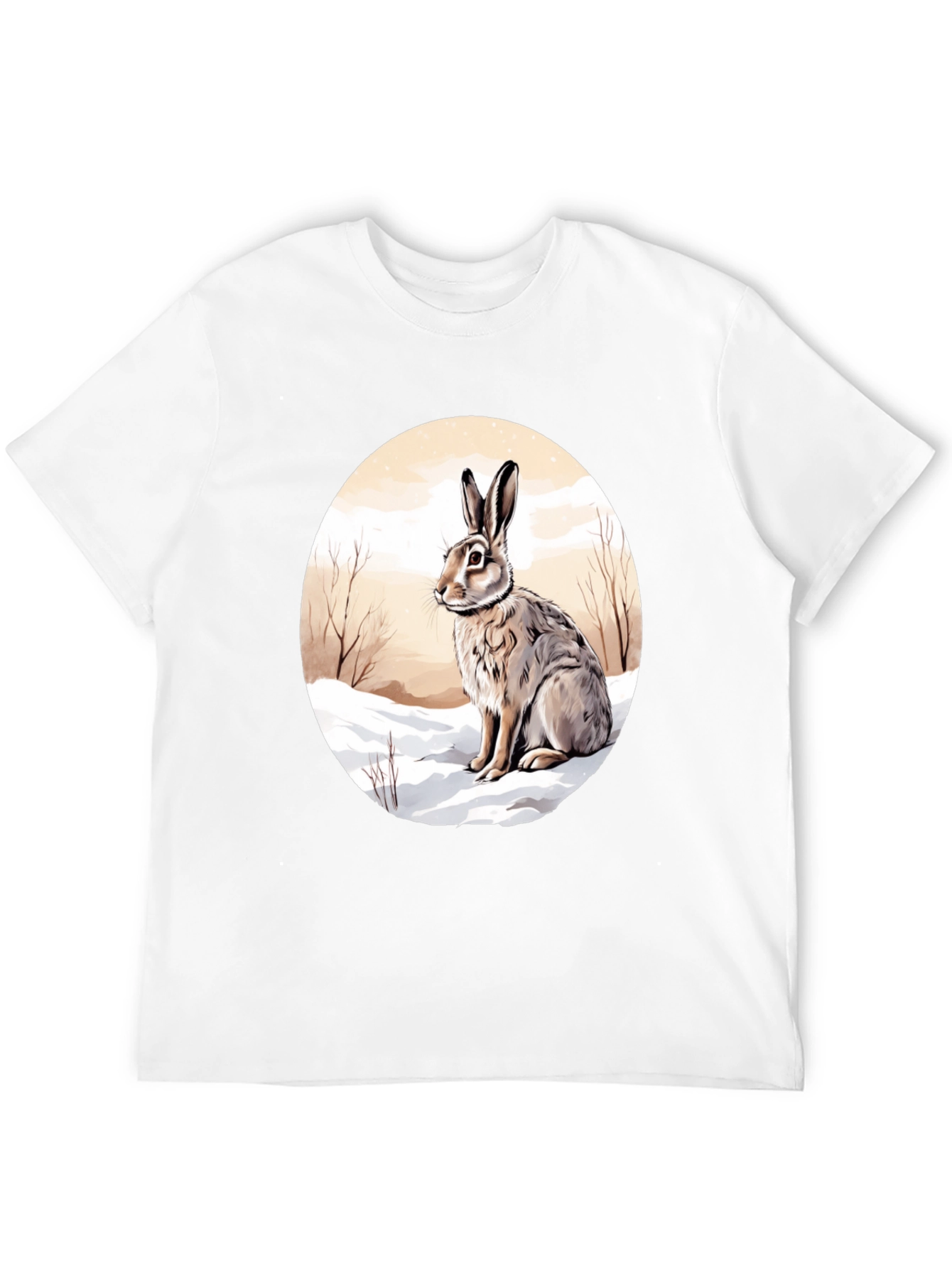 Rabbit in Winter T-Shirt - Round Graphic Tee