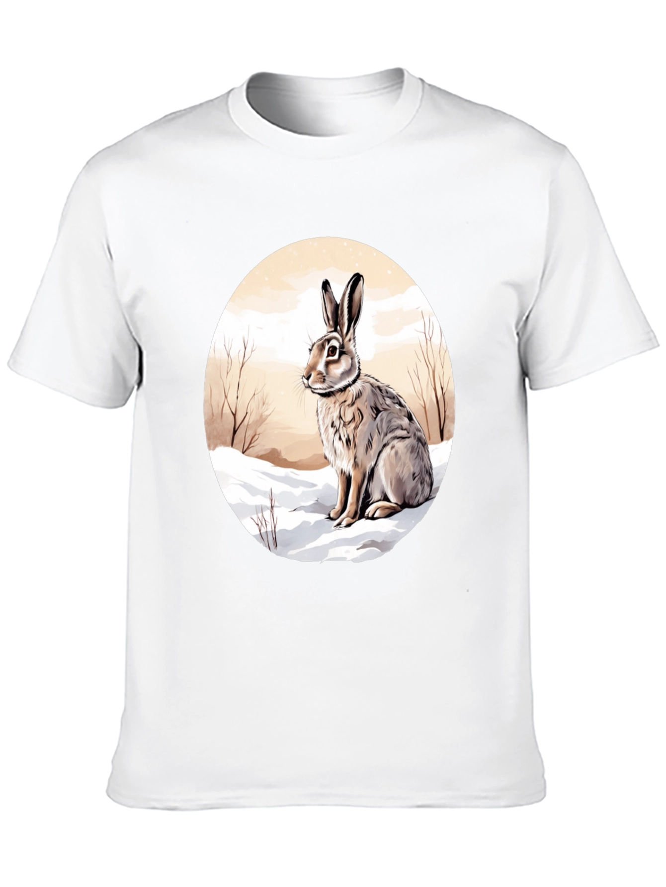 Rabbit in Winter T-Shirt - Round Graphic Tee