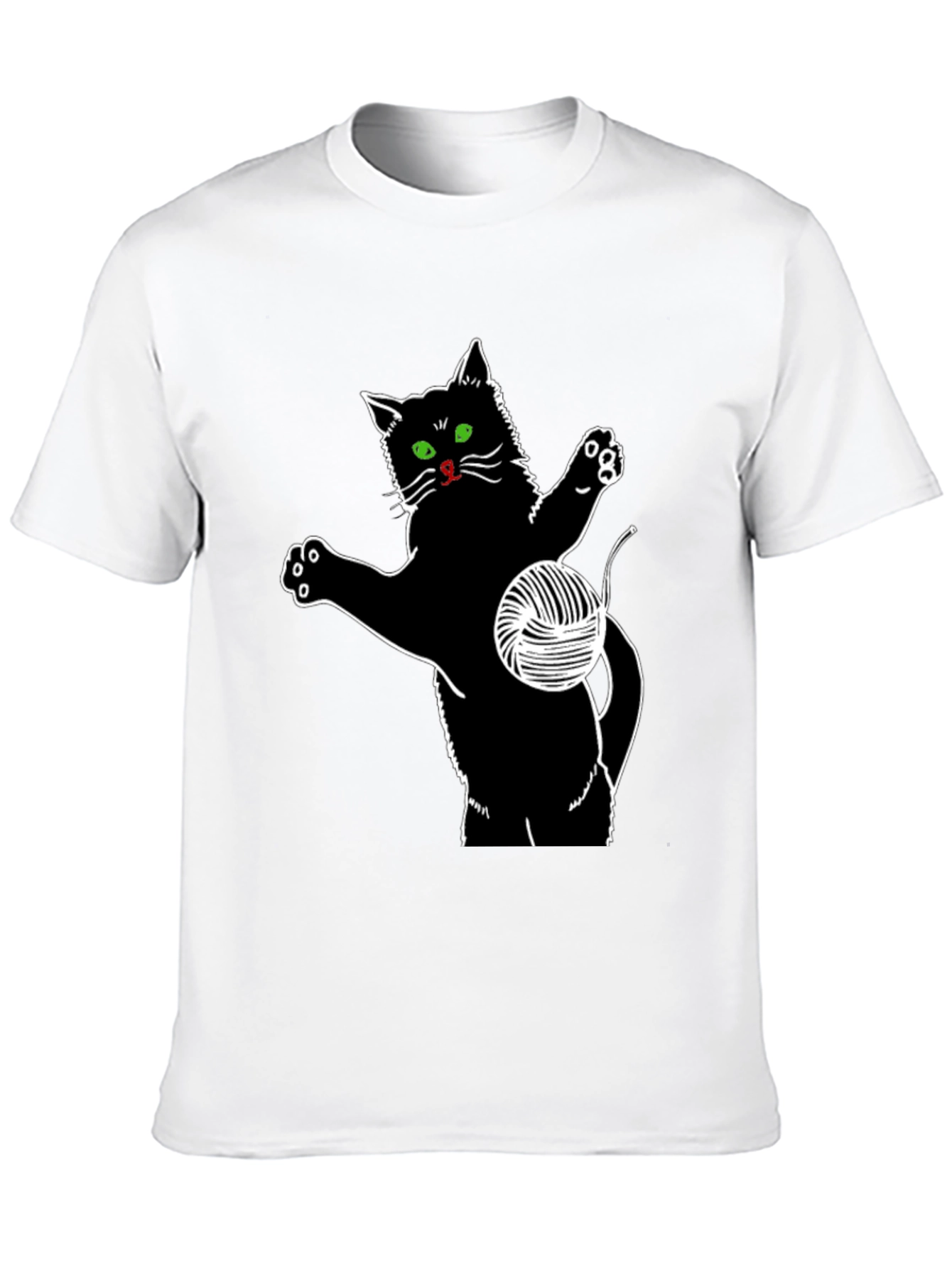 Black Cat T-Shirt with Yarn Ball Graphic
