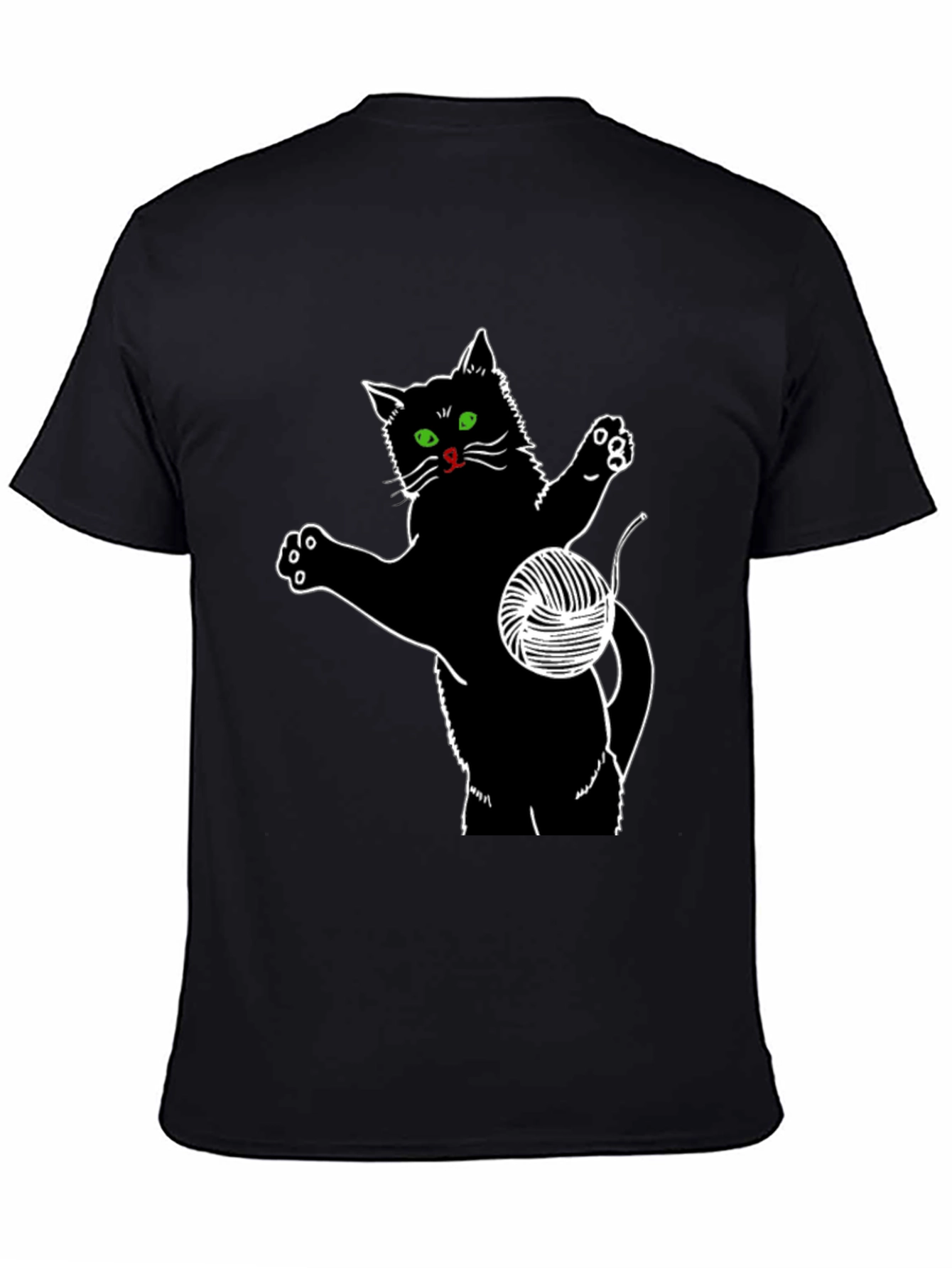 Black Cat T-Shirt with Yarn Ball Graphic