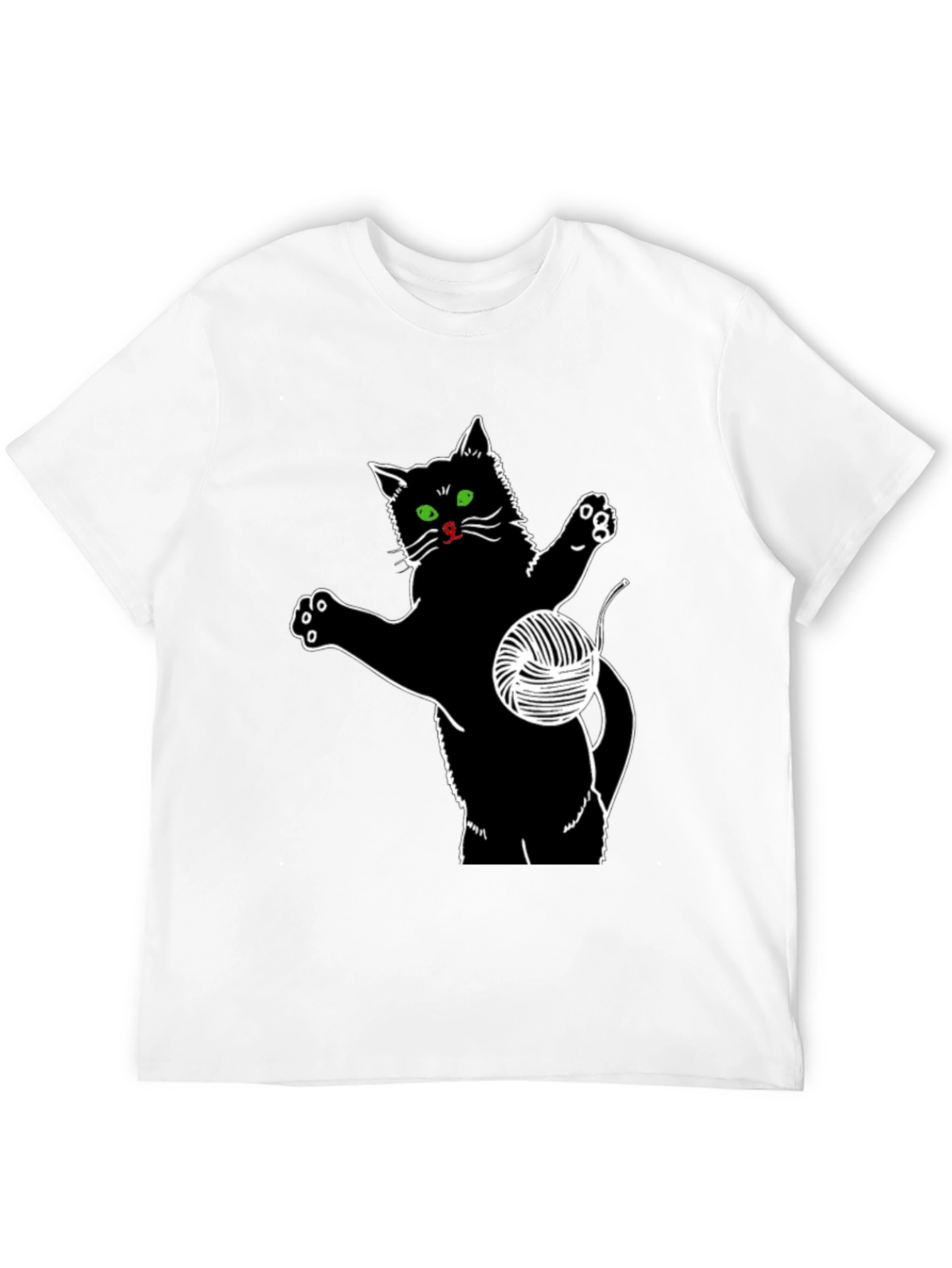 Black Cat T-Shirt with Yarn Ball Graphic