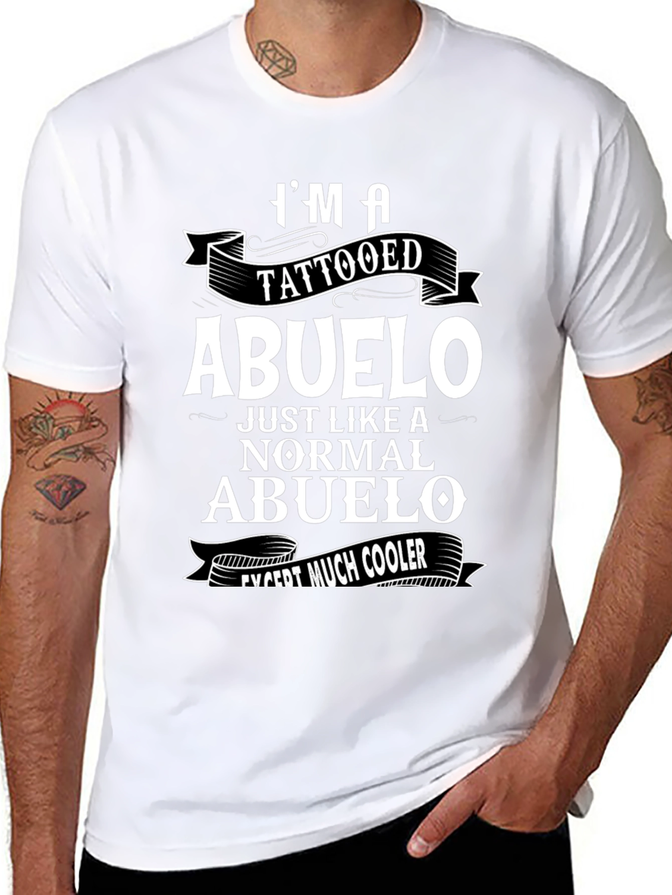 Tattooed Abuelo Graphic Tee - Cool Grandpa T-Shirt