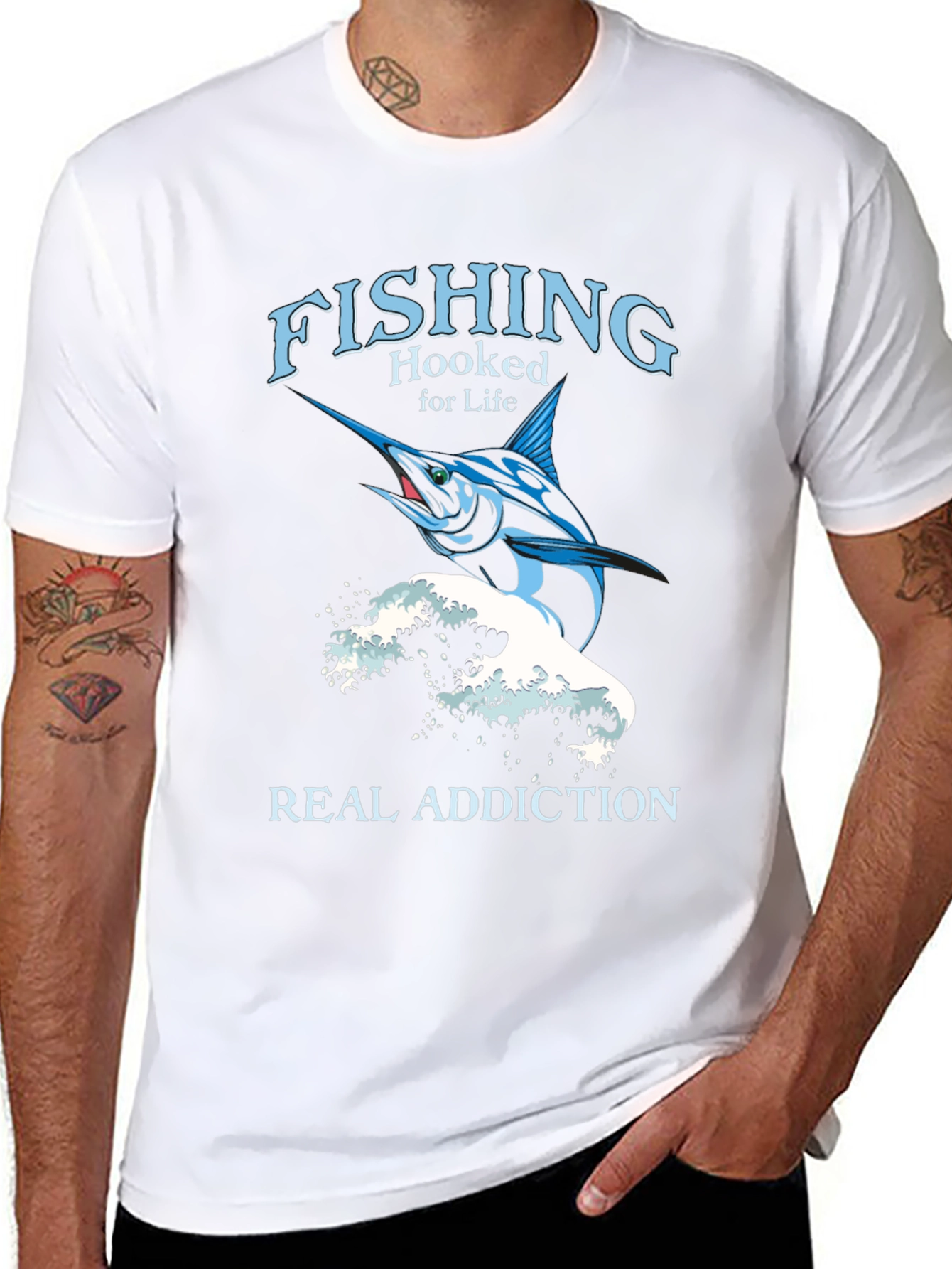 Fishing Hooked For Life Black T-Shirt