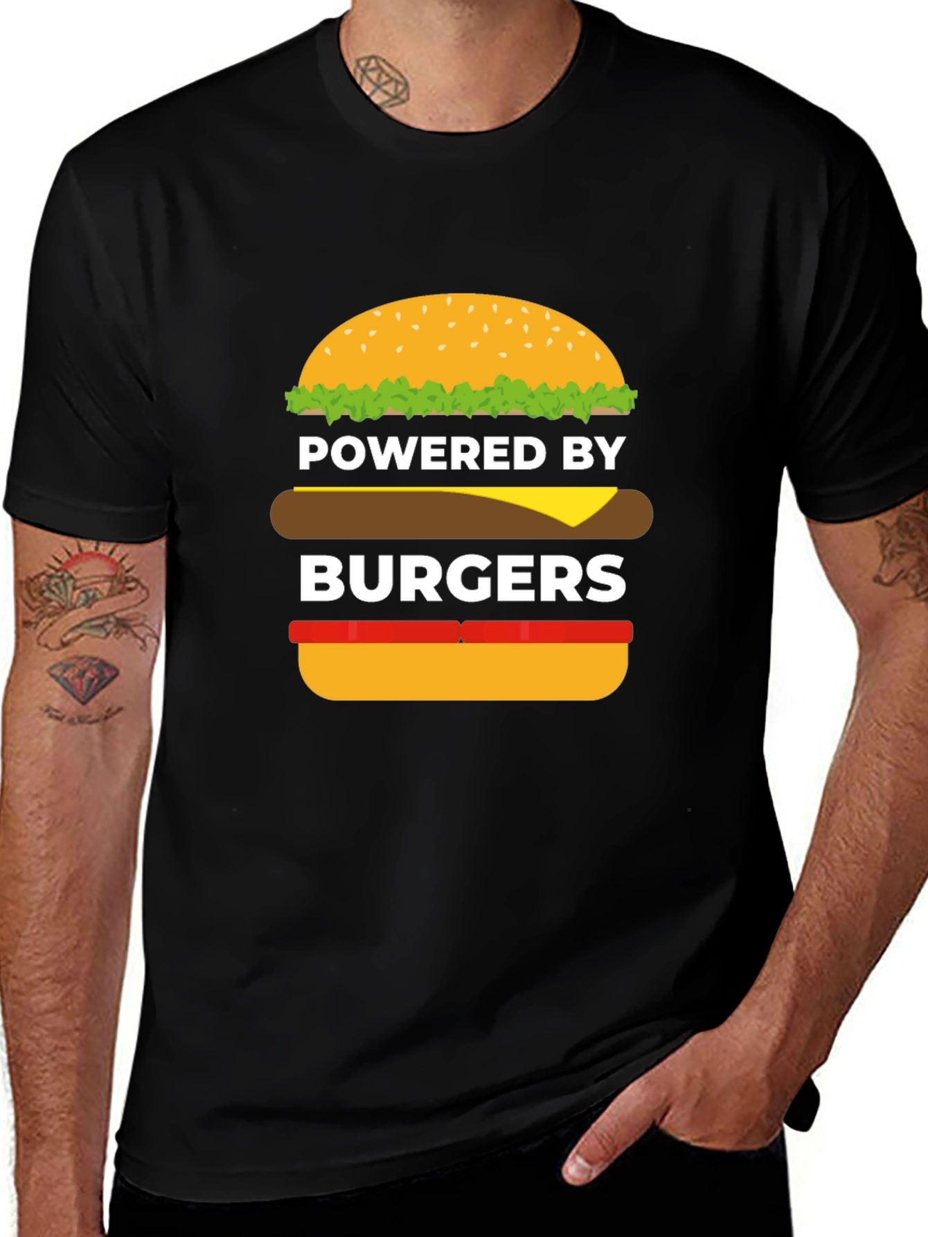 Powered by Burgers Black Graphic Tee