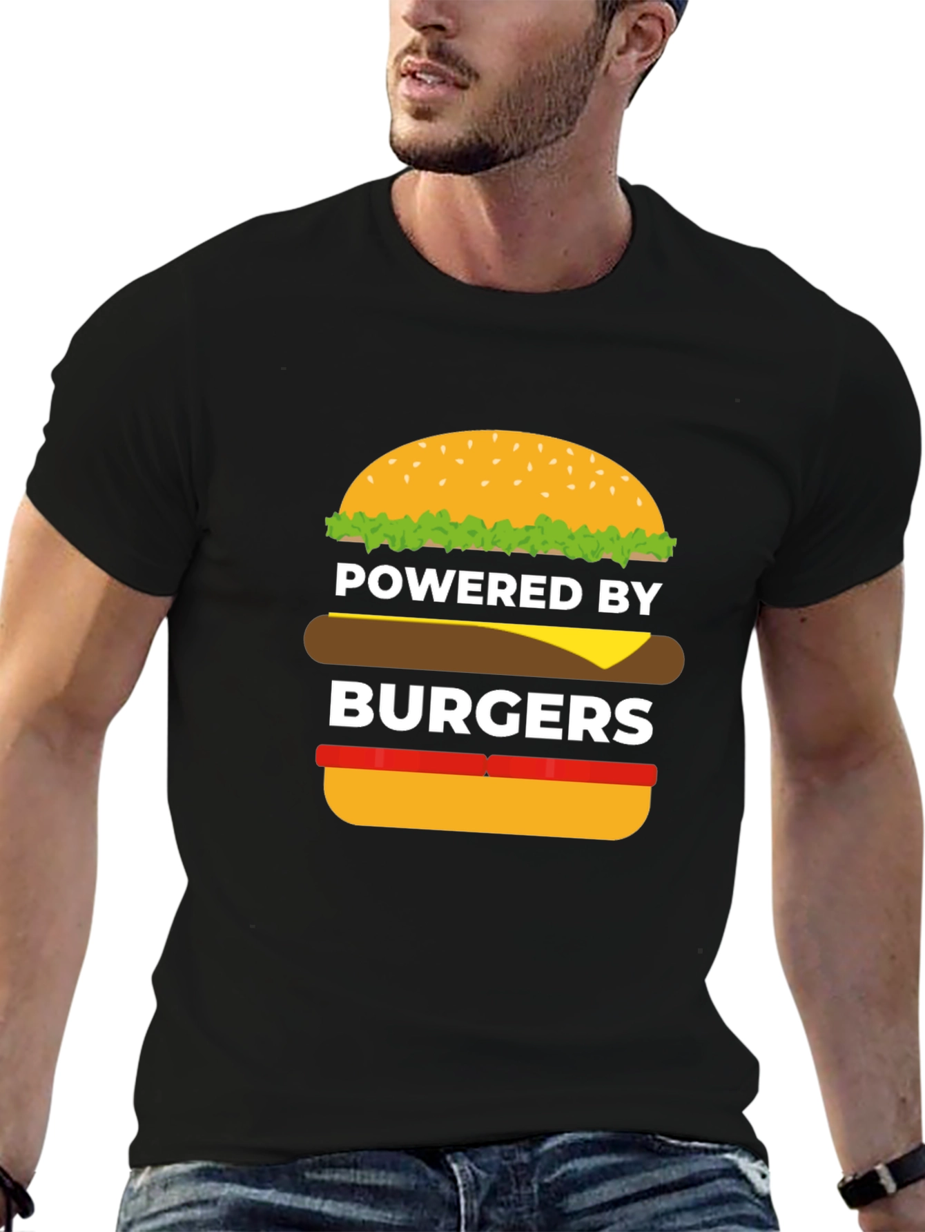 Powered by Burgers Black Graphic Tee
