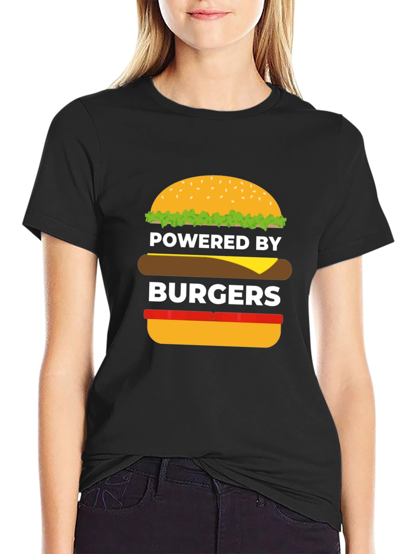 Powered by Burgers Black Graphic Tee