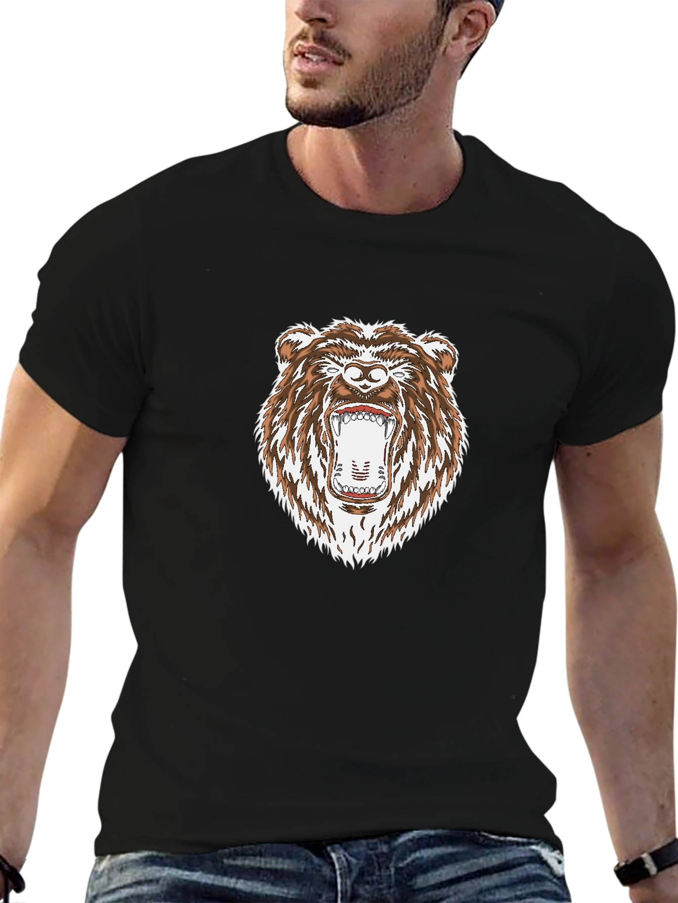 Roaring Bear Graphic Black T-Shirt