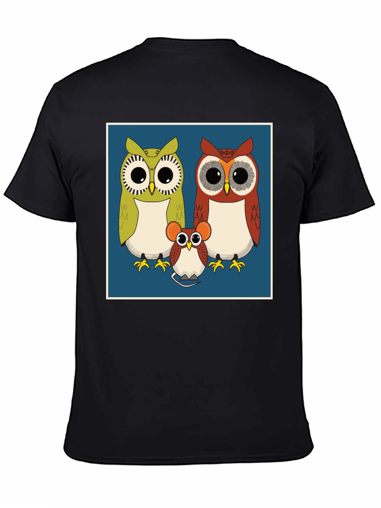 Owl Family Graphic Tee - Cute Cartoon Print T-Shirt