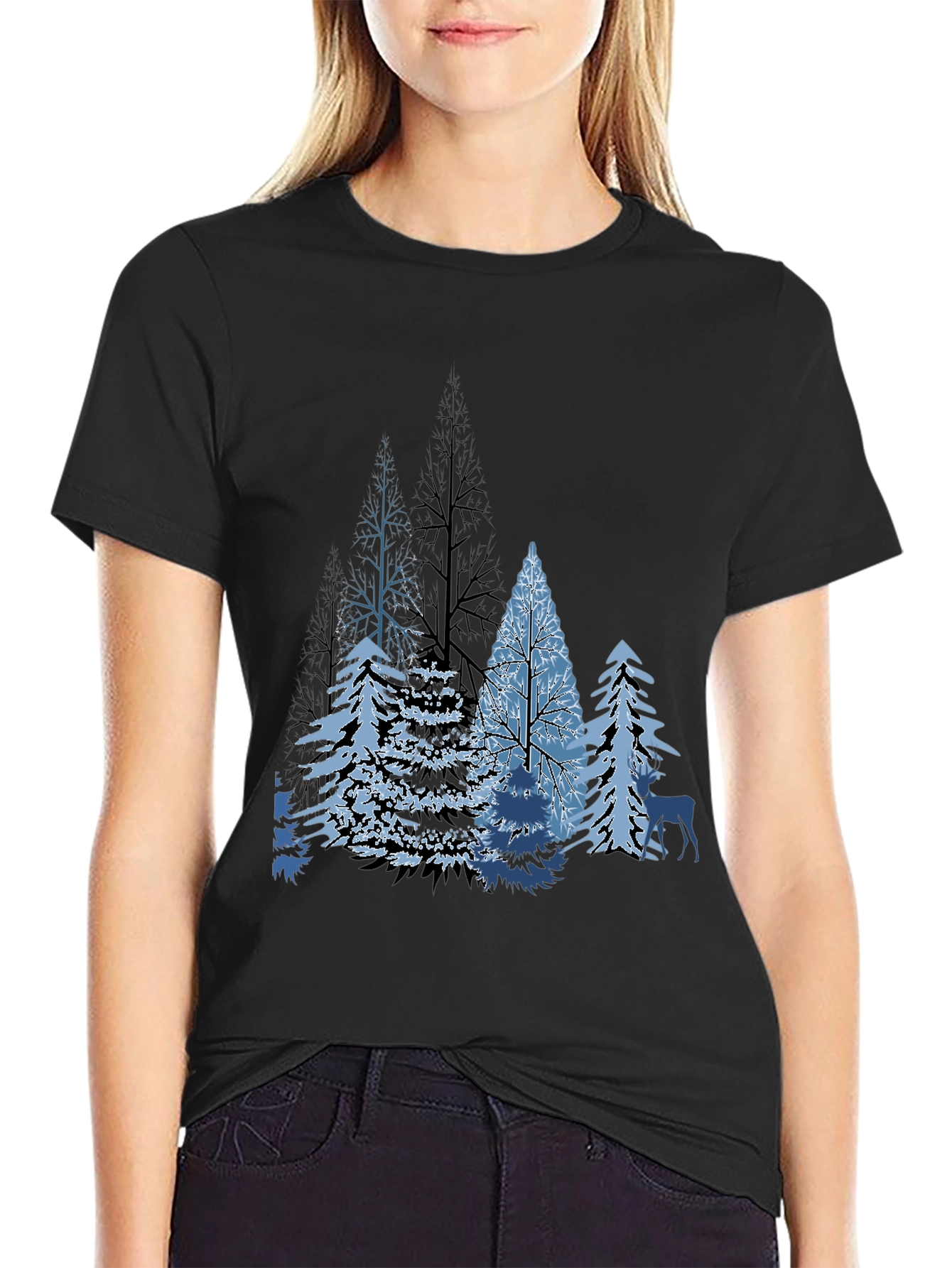 Winter Forest Graphic Tee - Black