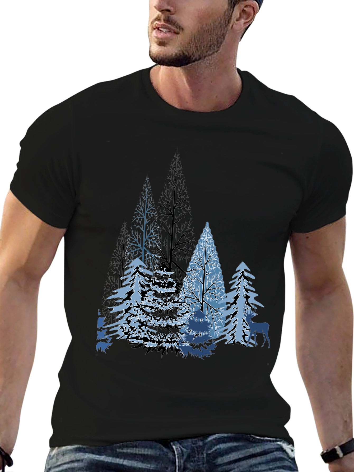 Winter Forest Graphic Tee - Black