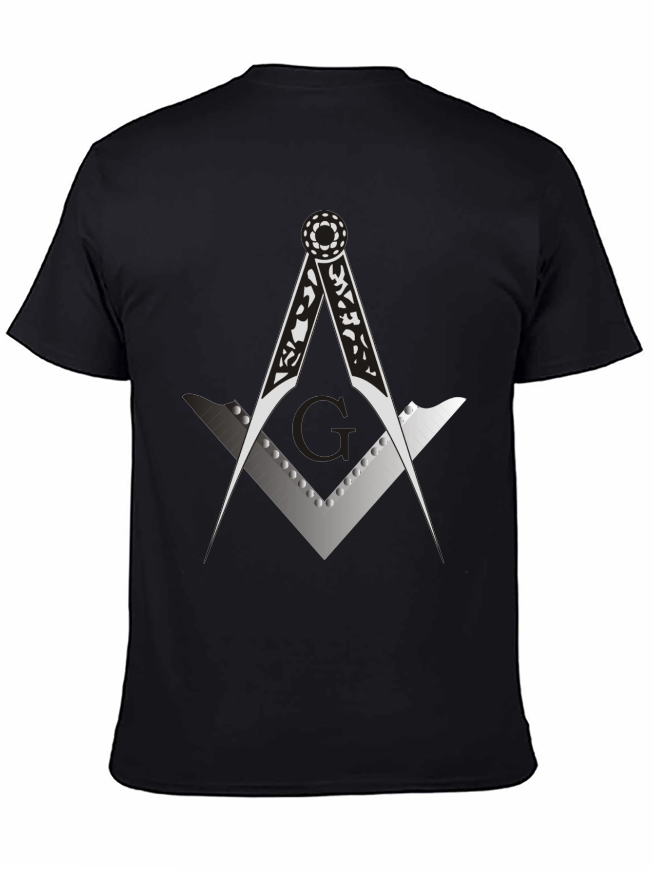 Masonic Compass & Square Black Graphic Tee