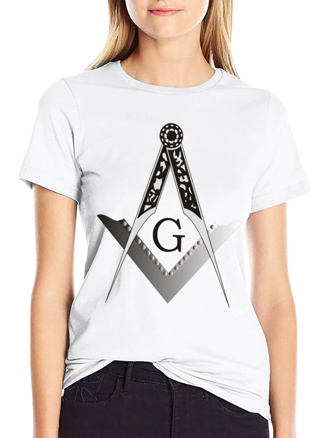 Masonic Compass & Square Black Graphic Tee