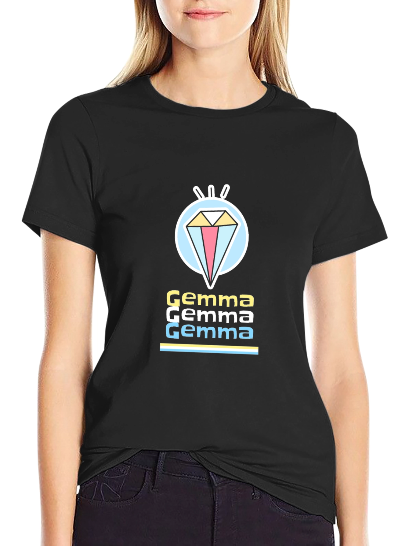 Gemma Diamond Graphic T-Shirt - Black
