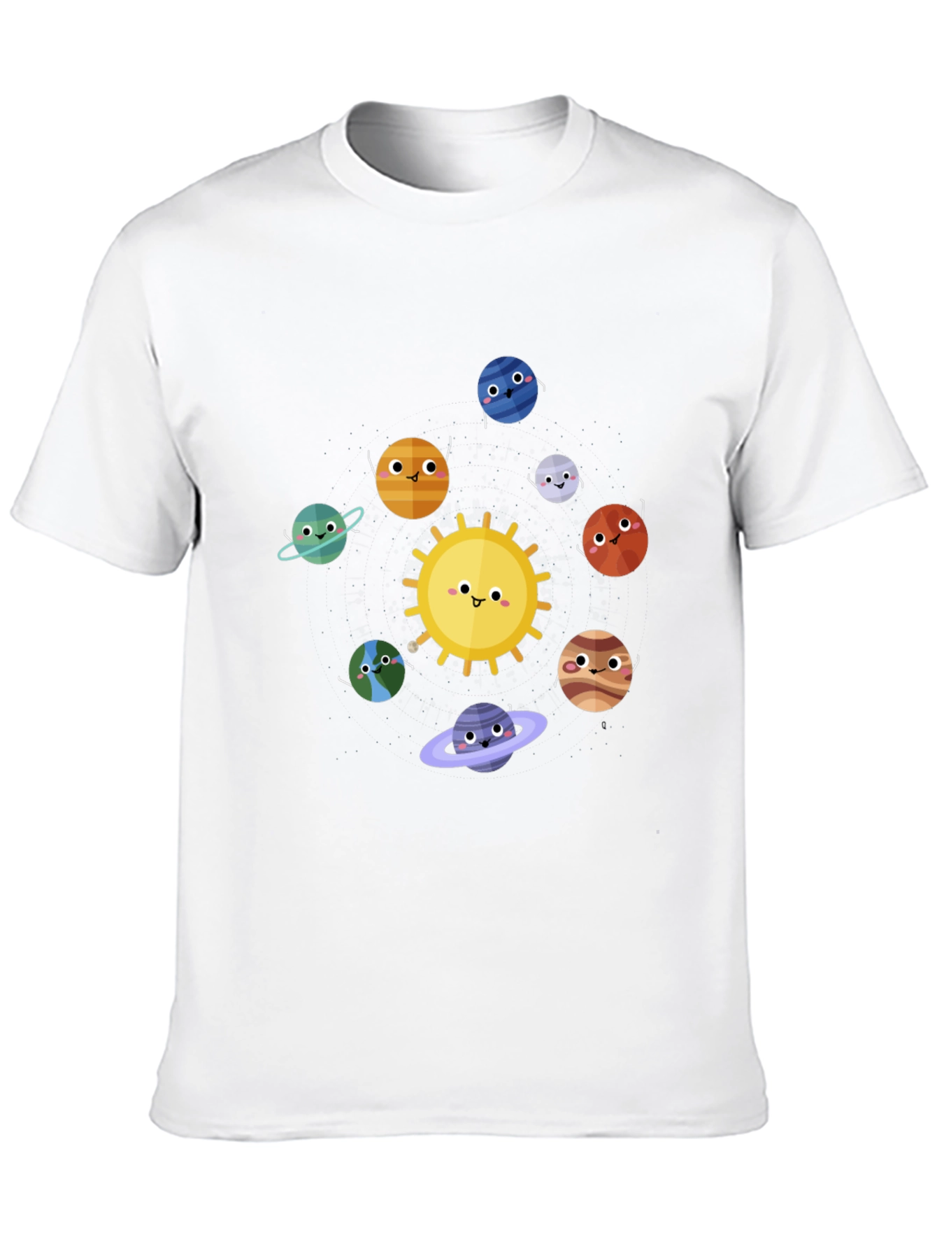 Solar System Cartoon Graphic Black T-Shirt