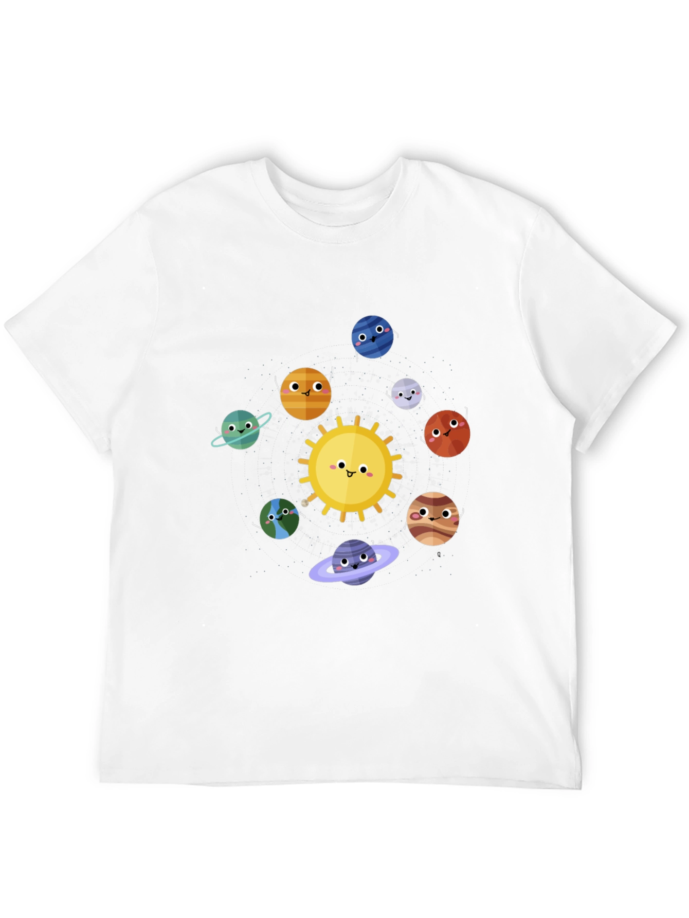 Solar System Cartoon Graphic Black T-Shirt