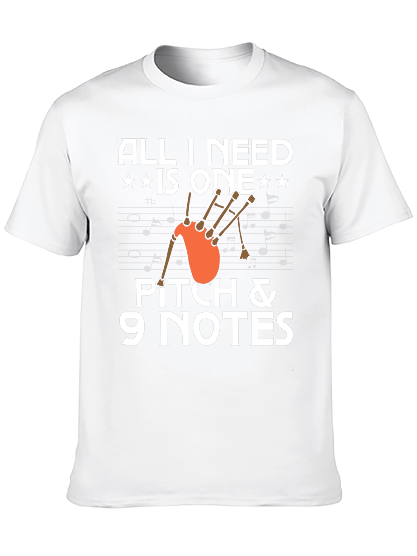 Bagpipe Music T-Shirt - Pitch & 9 Notes
