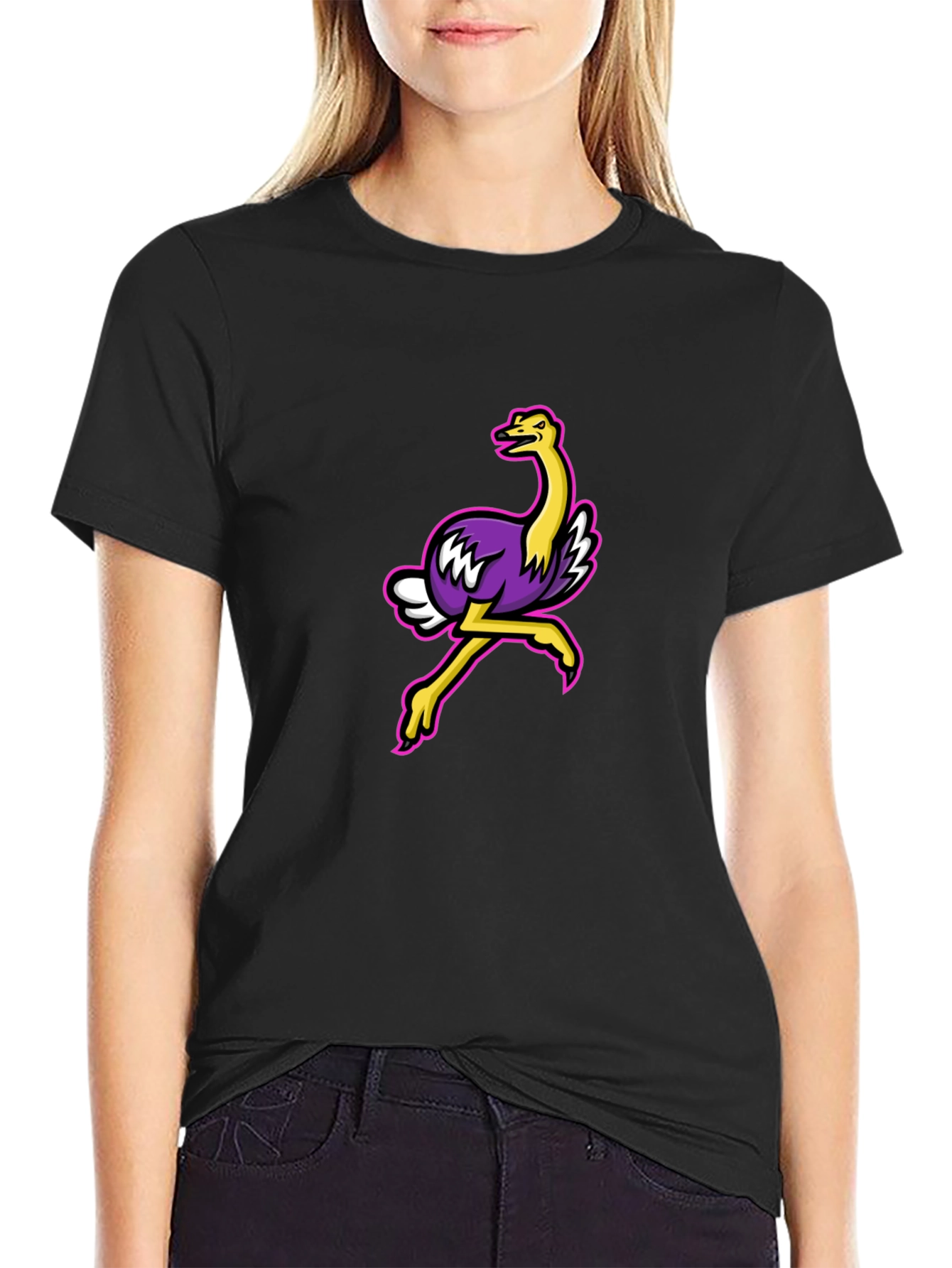 Cool Ostrich Graphic Tee - Black Unisex T-Shirt