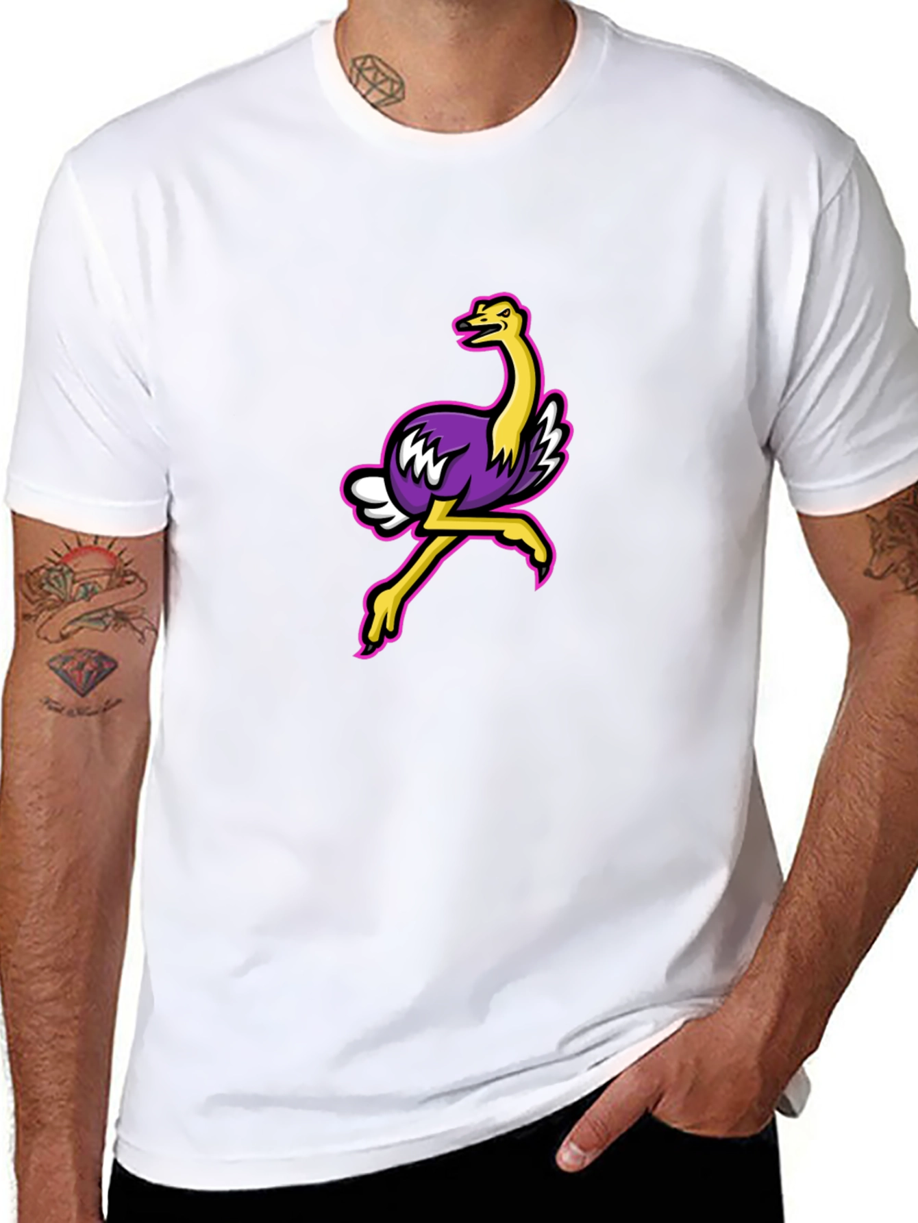 Cool Ostrich Graphic Tee - Black Unisex T-Shirt