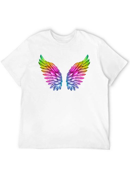 Rainbow Wings Graphic Tee - Stylish Black T-Shirt