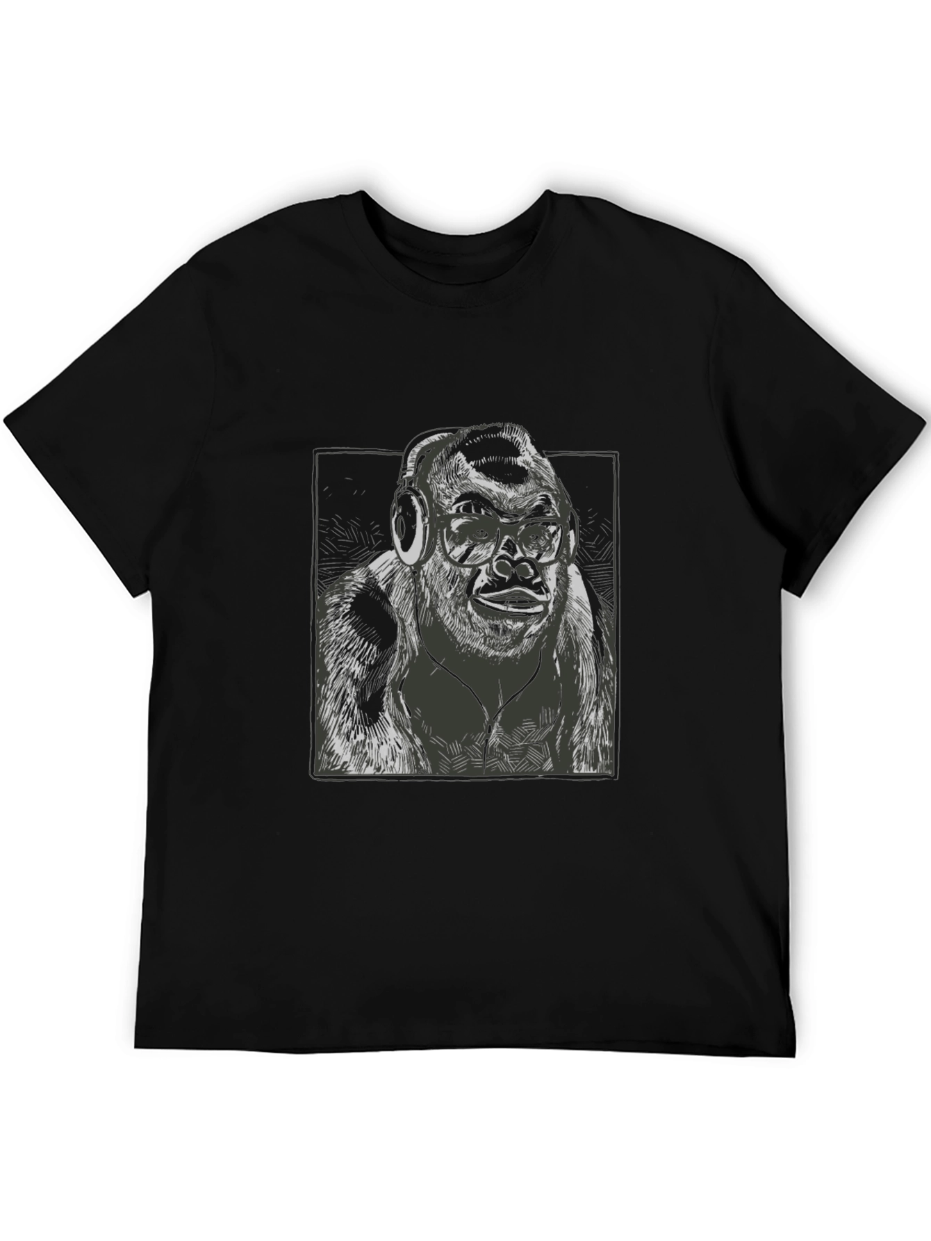 Cool Gorilla Tee: Hipster Ape with Headphones T-Shirt