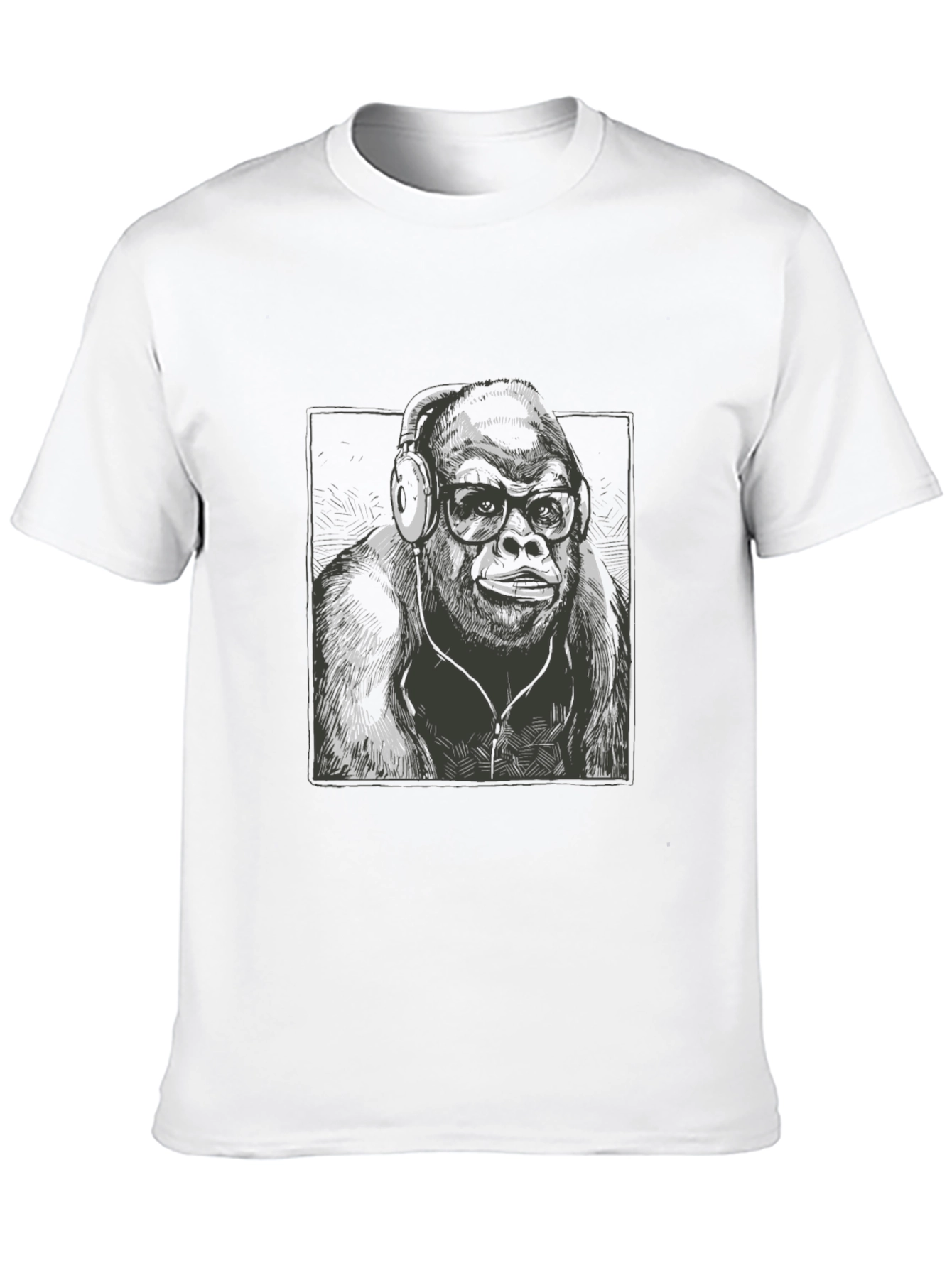 Cool Gorilla Tee: Hipster Ape with Headphones T-Shirt
