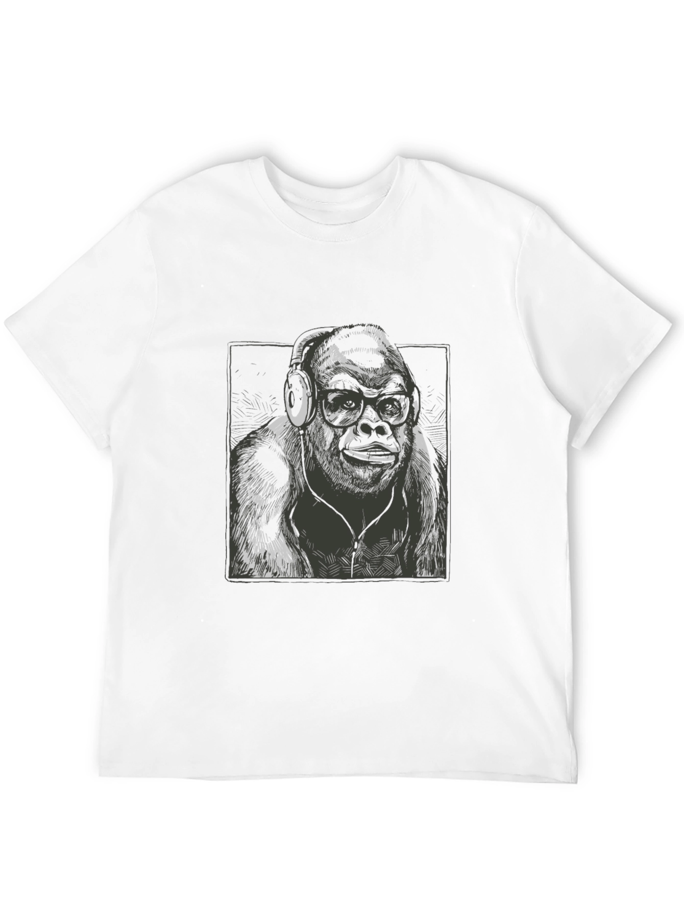 Cool Gorilla Tee: Hipster Ape with Headphones T-Shirt