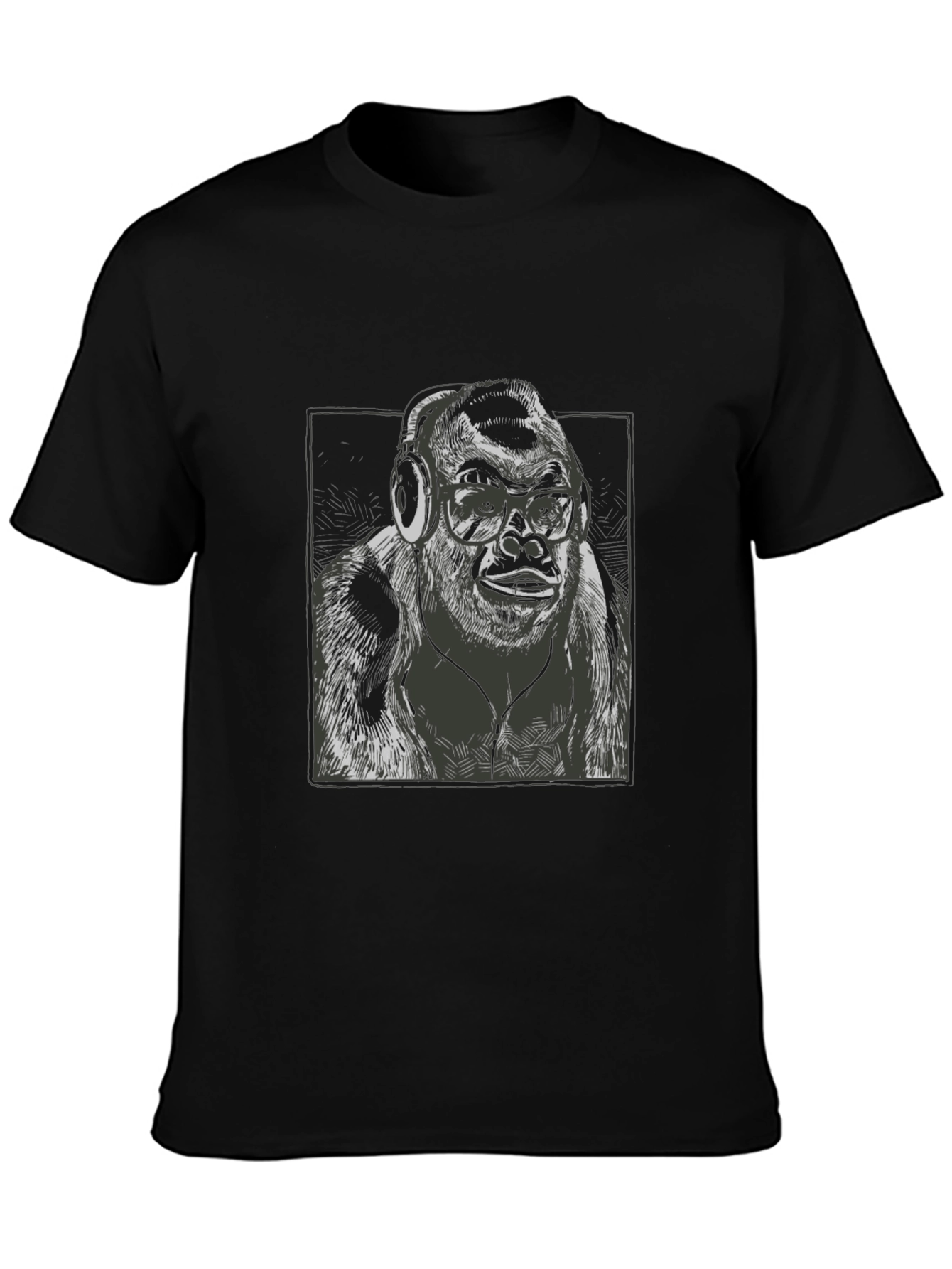 Cool Gorilla Tee: Hipster Ape with Headphones T-Shirt