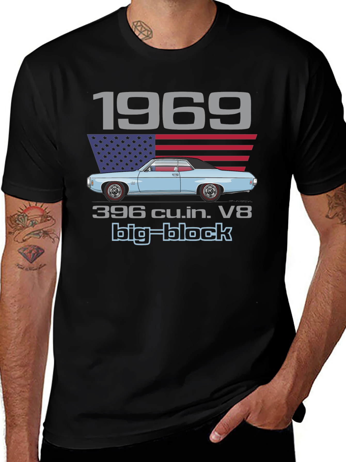 1969 Muscle Car Big Block V8 Graphic T-Shirt