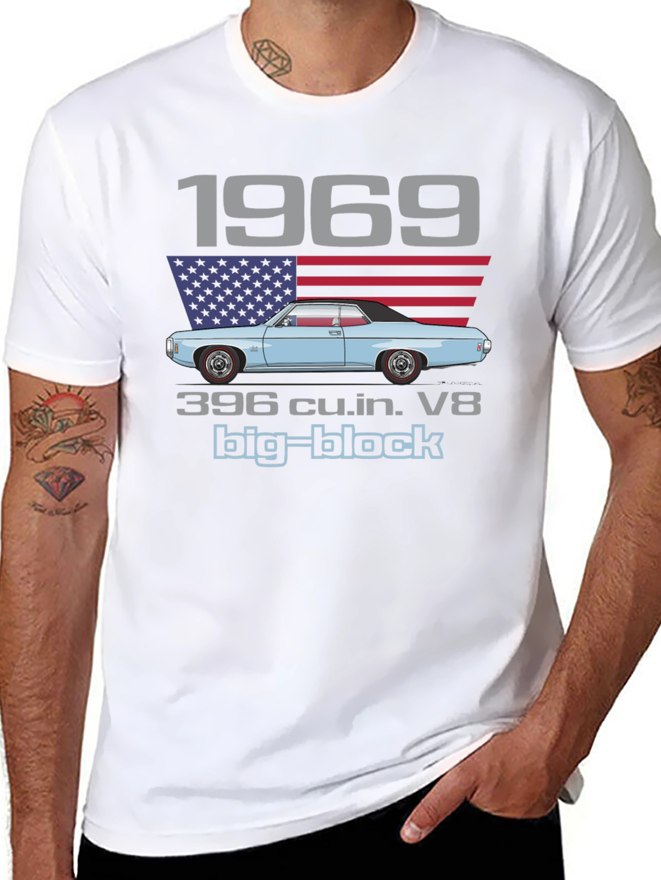 1969 Muscle Car Big Block V8 Graphic T-Shirt